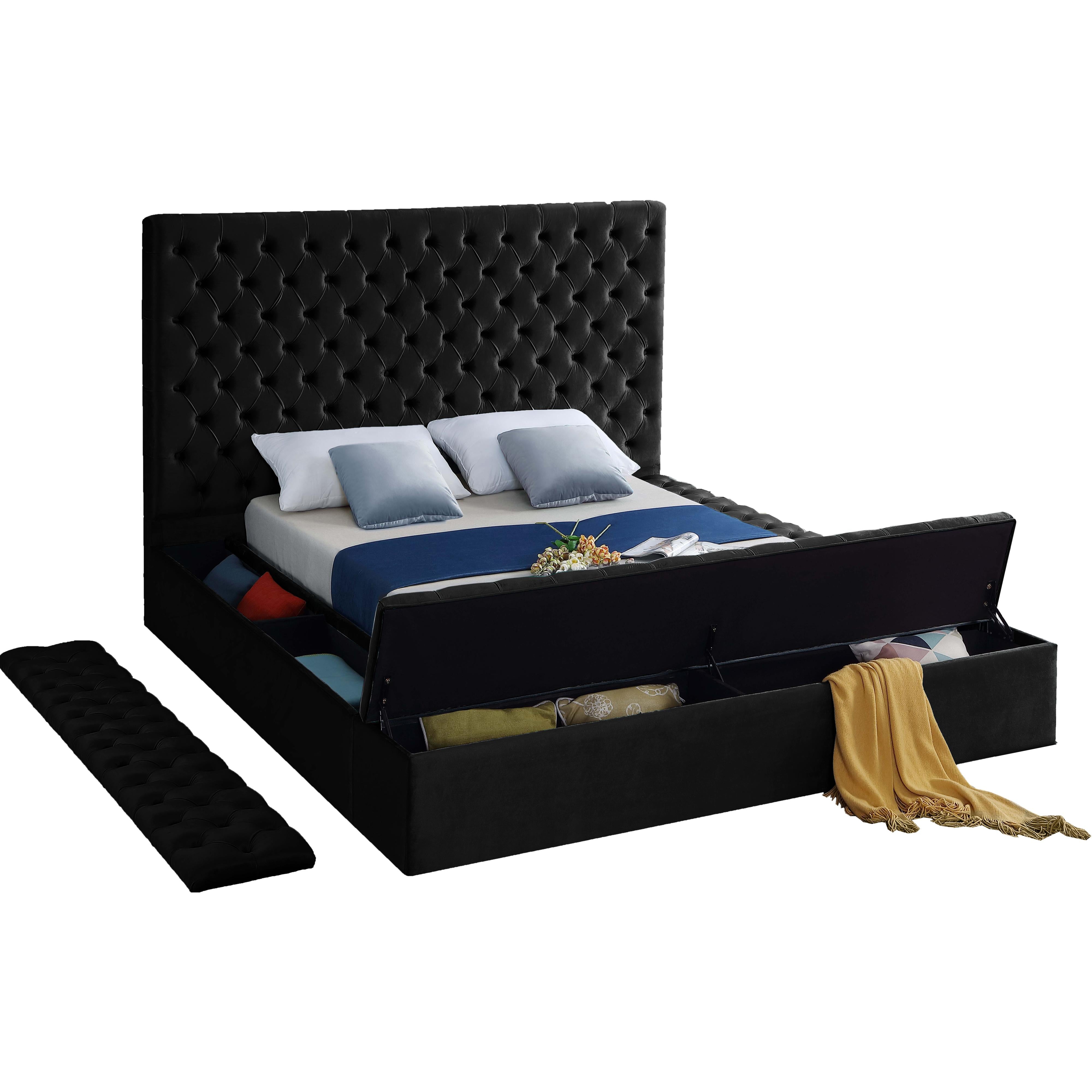 Meridian Bliss Black Velvet Full Bed (3 Boxes)