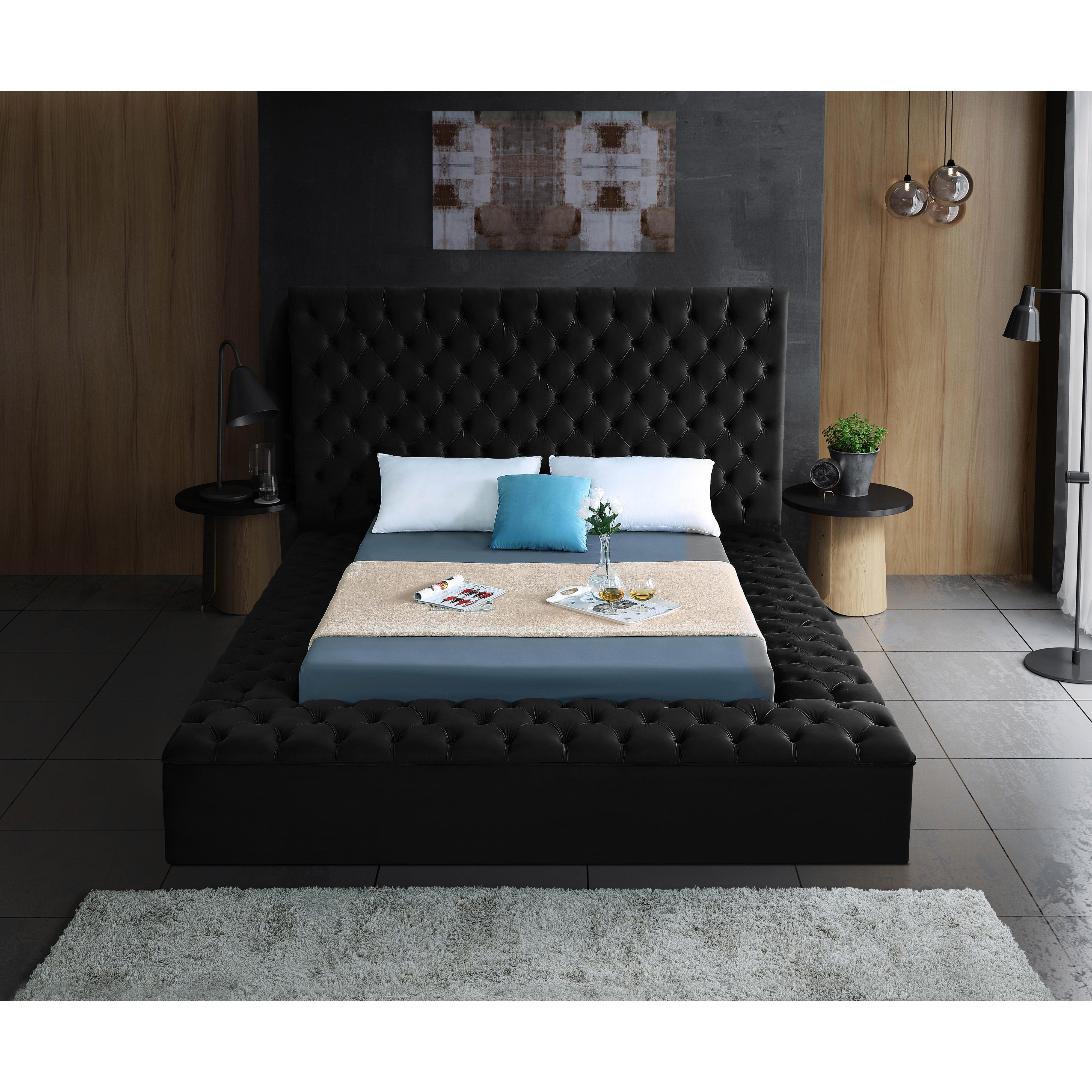 Meridian Bliss Black Velvet Full Bed (3 Boxes)