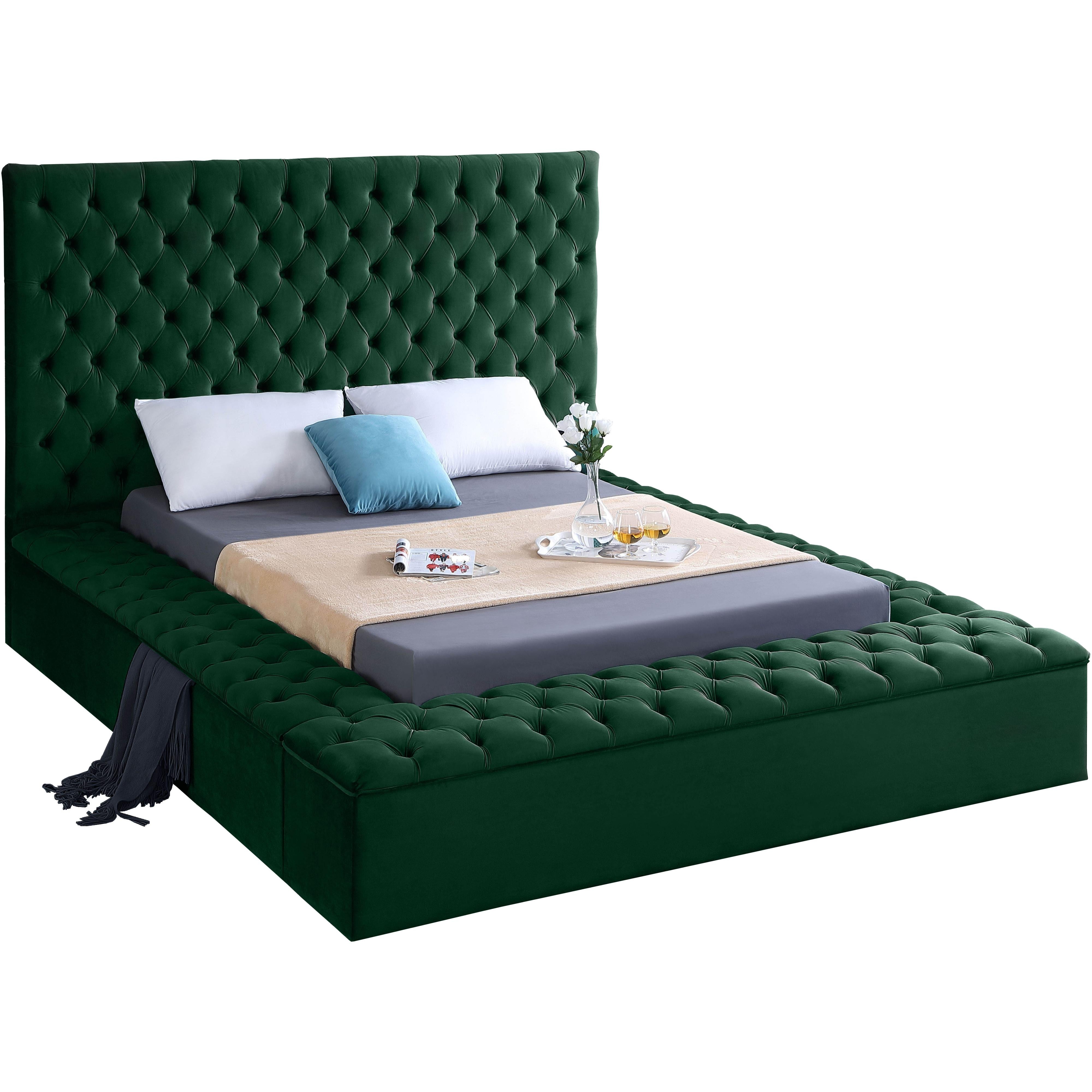 Meridian Bliss Green Velvet Full Bed (3 Boxes)