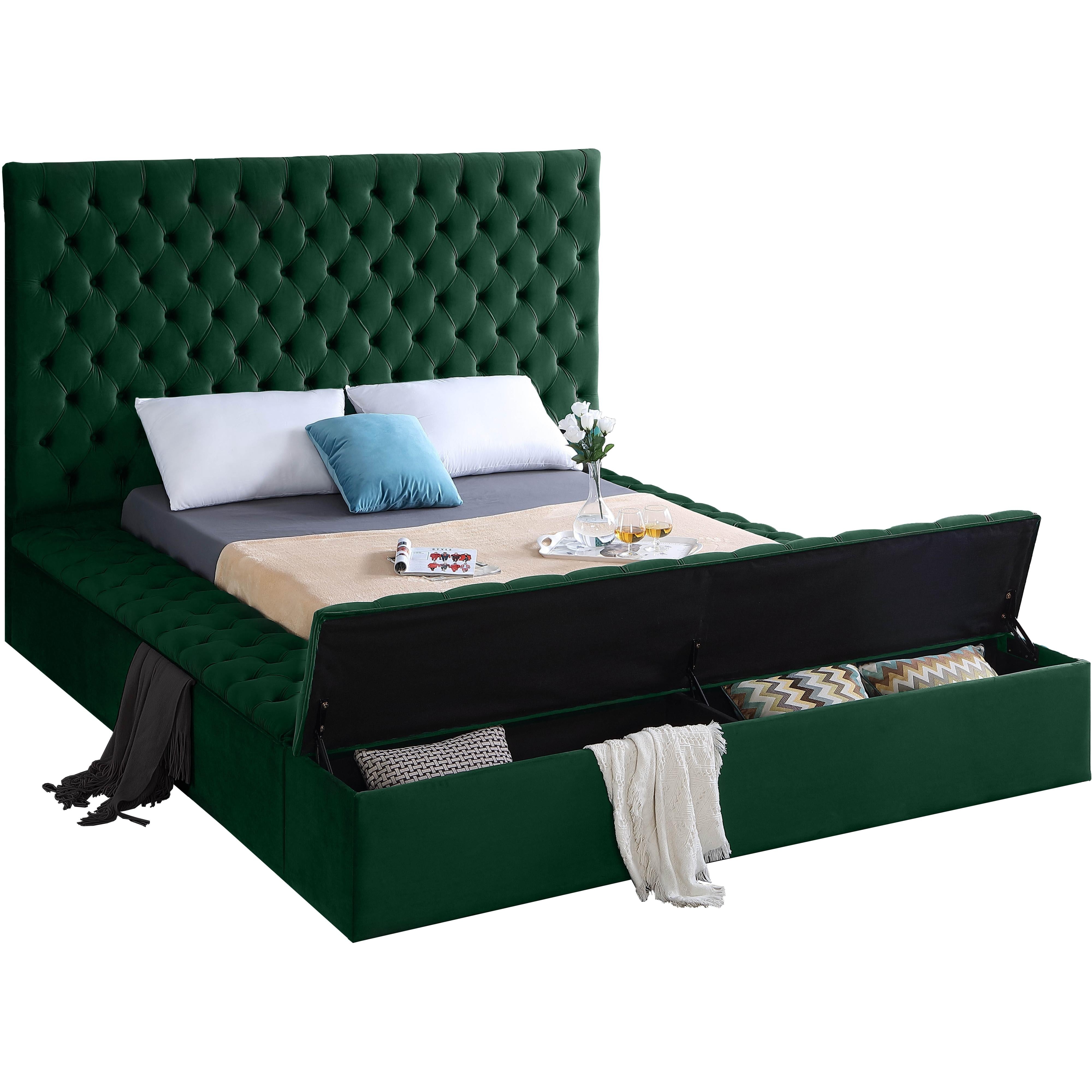 Meridian Bliss Green Velvet Full Bed (3 Boxes)