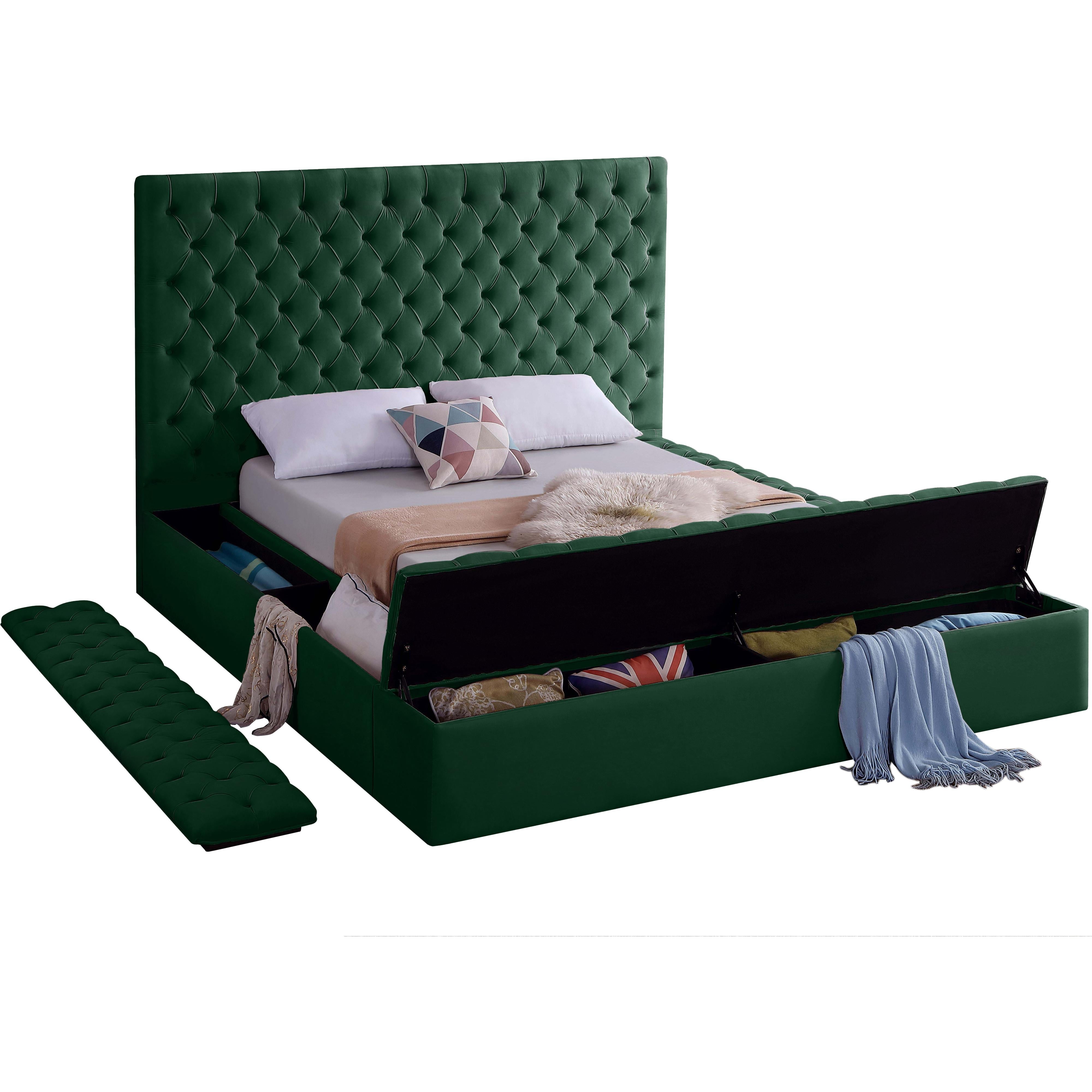 Meridian Bliss Green Velvet Full Bed (3 Boxes)