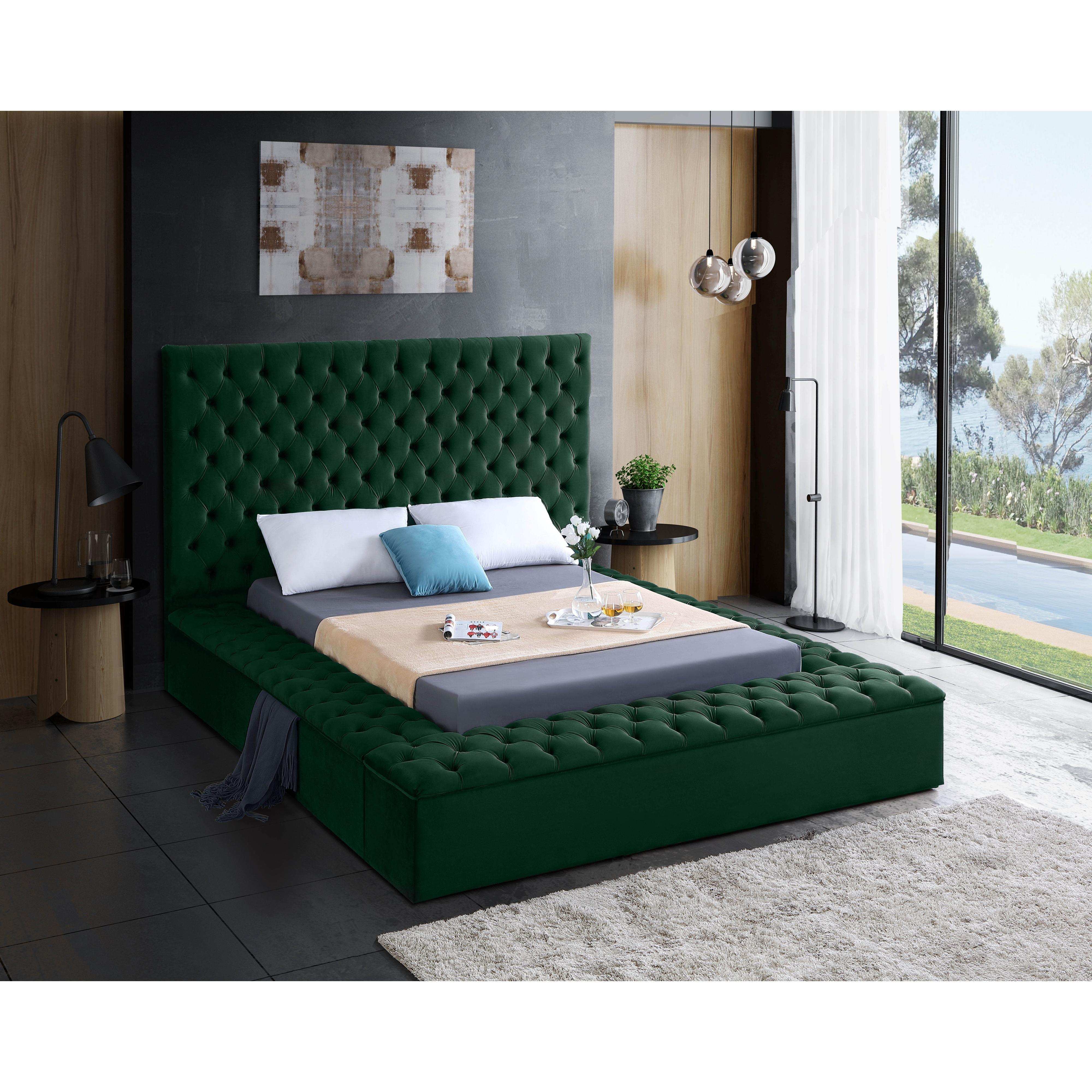 Meridian Bliss Green Velvet Full Bed (3 Boxes)