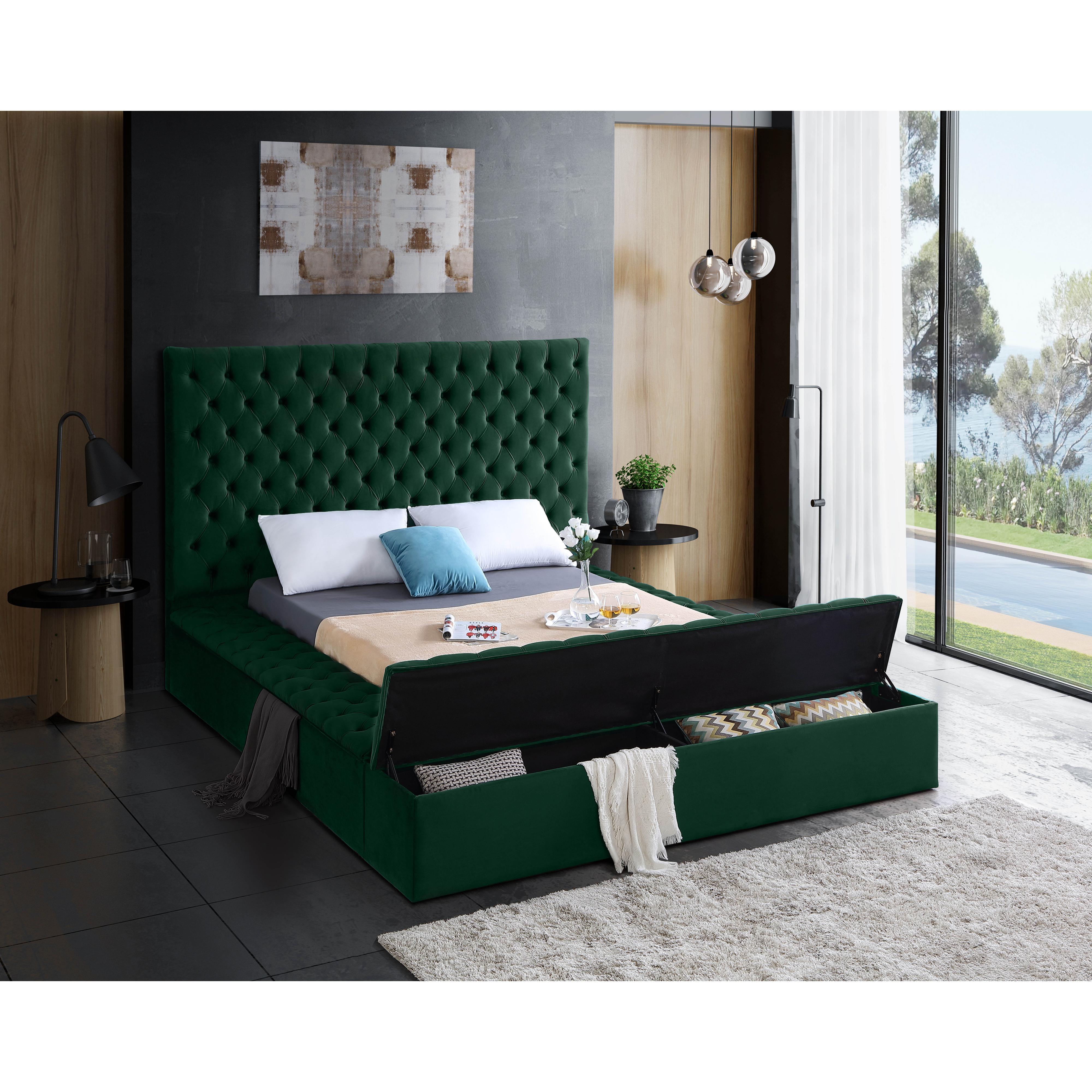 Meridian Bliss Green Velvet Full Bed (3 Boxes)