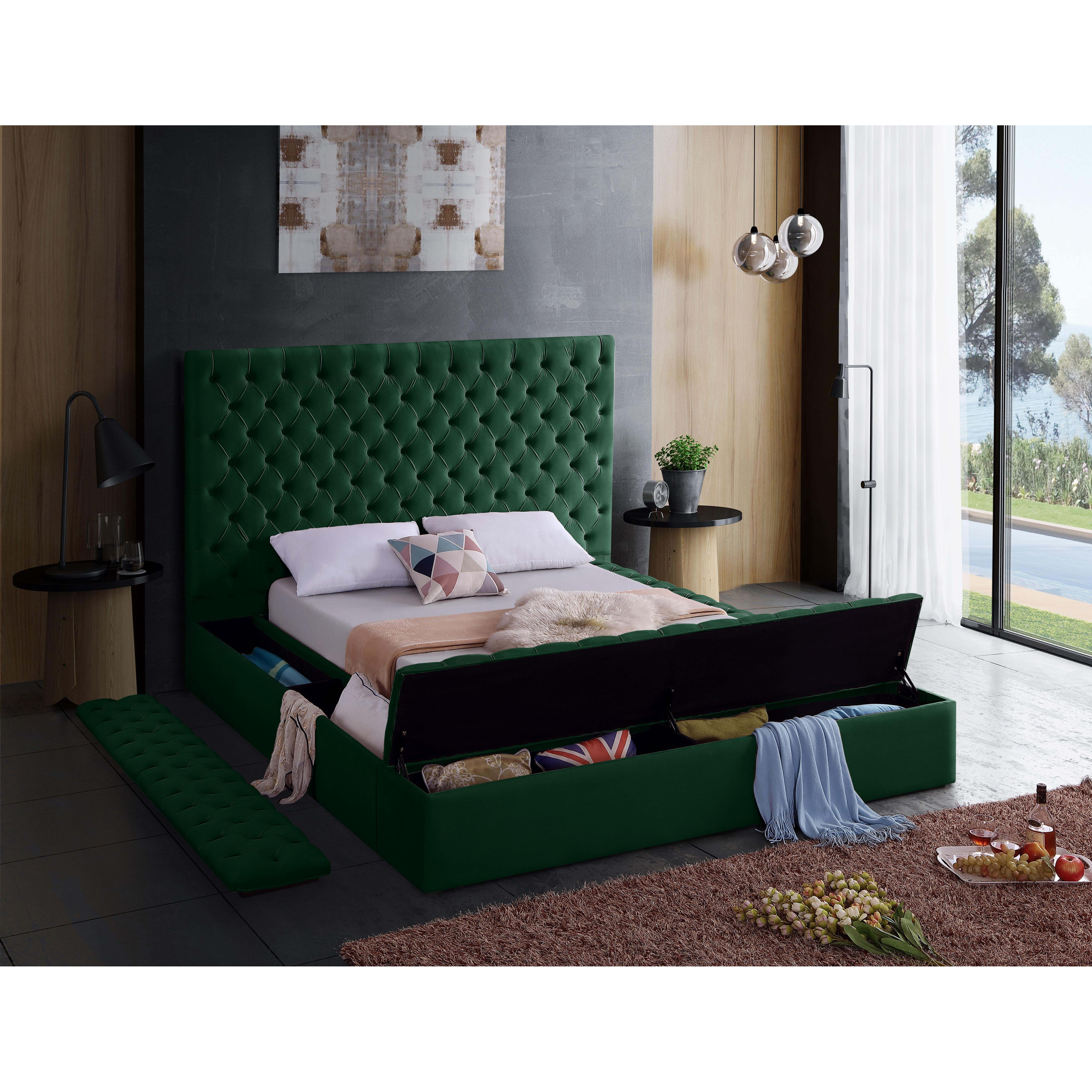 Meridian Bliss Green Velvet Full Bed (3 Boxes)