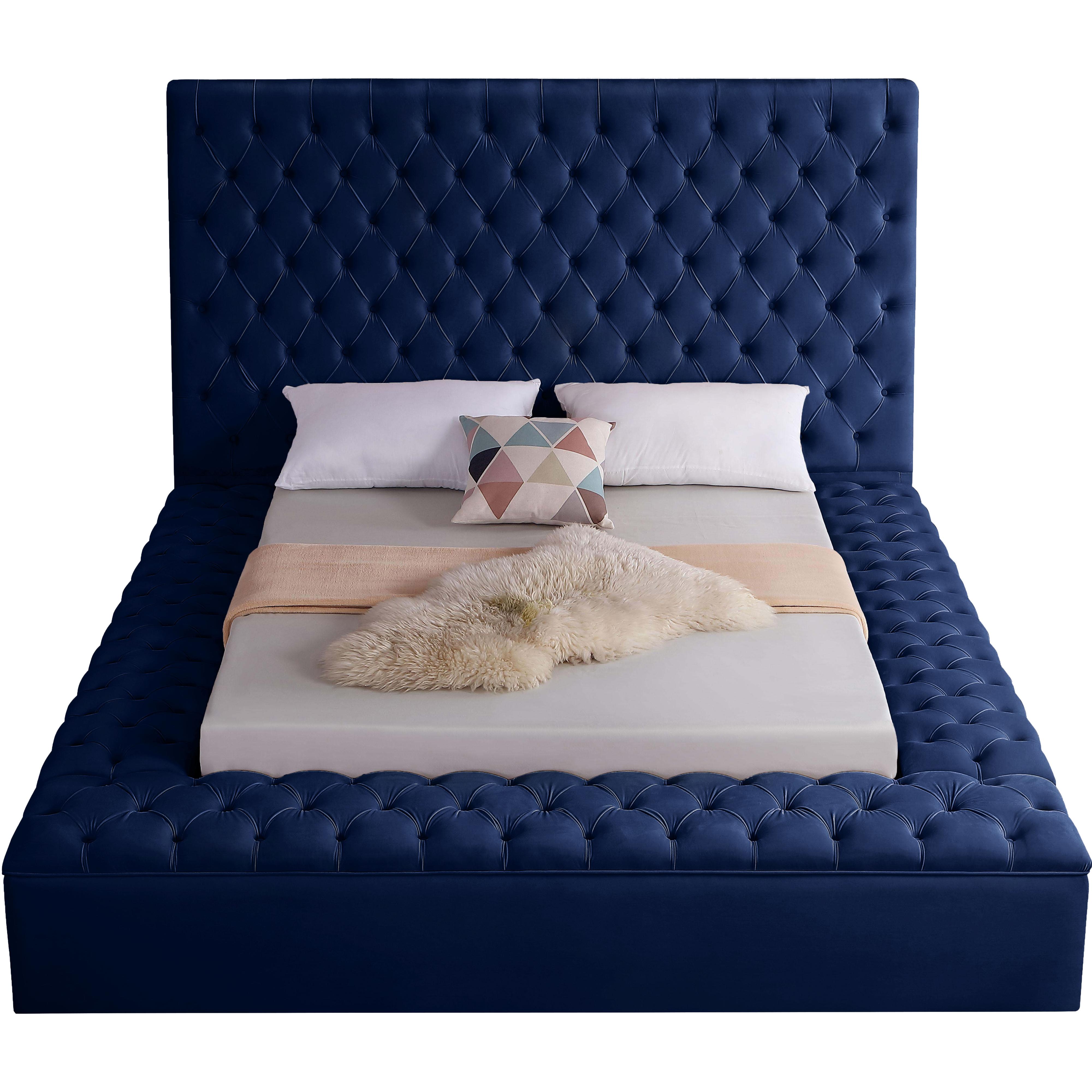 Meridian Bliss Navy Velvet Full Bed (3 Boxes)