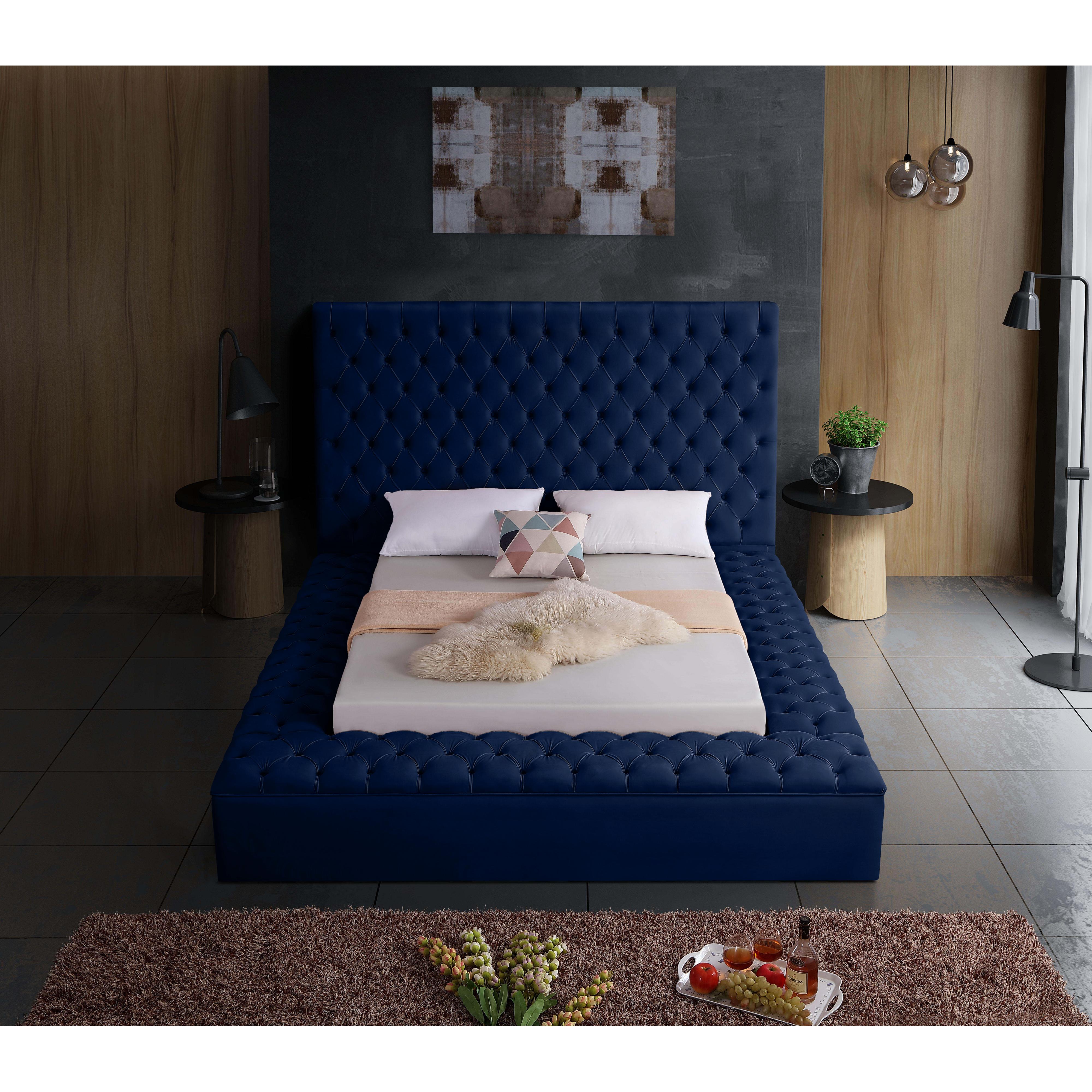 Meridian Bliss Navy Velvet Full Bed (3 Boxes)