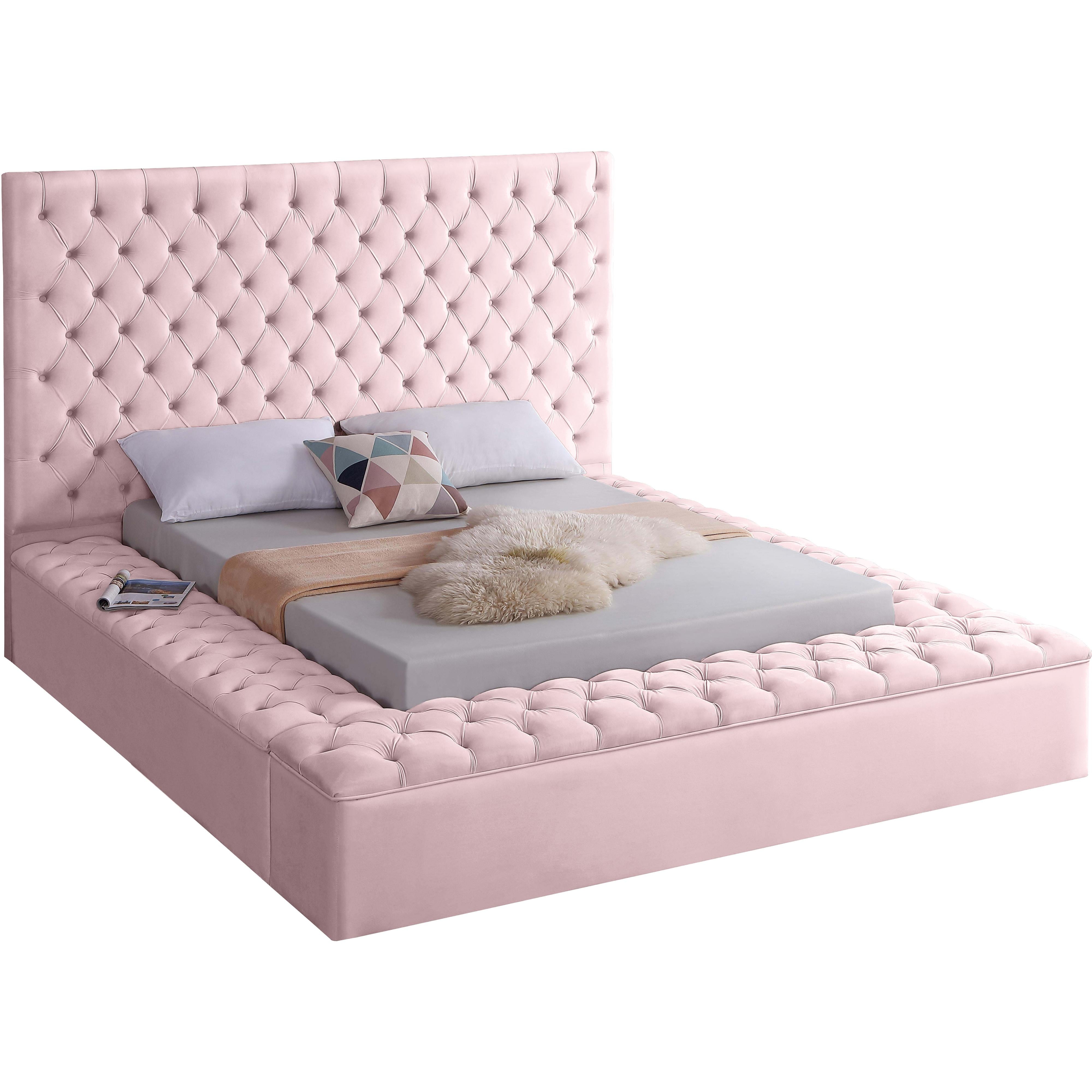 Meridian Bliss Pink Velvet Full Bed (3 Boxes)