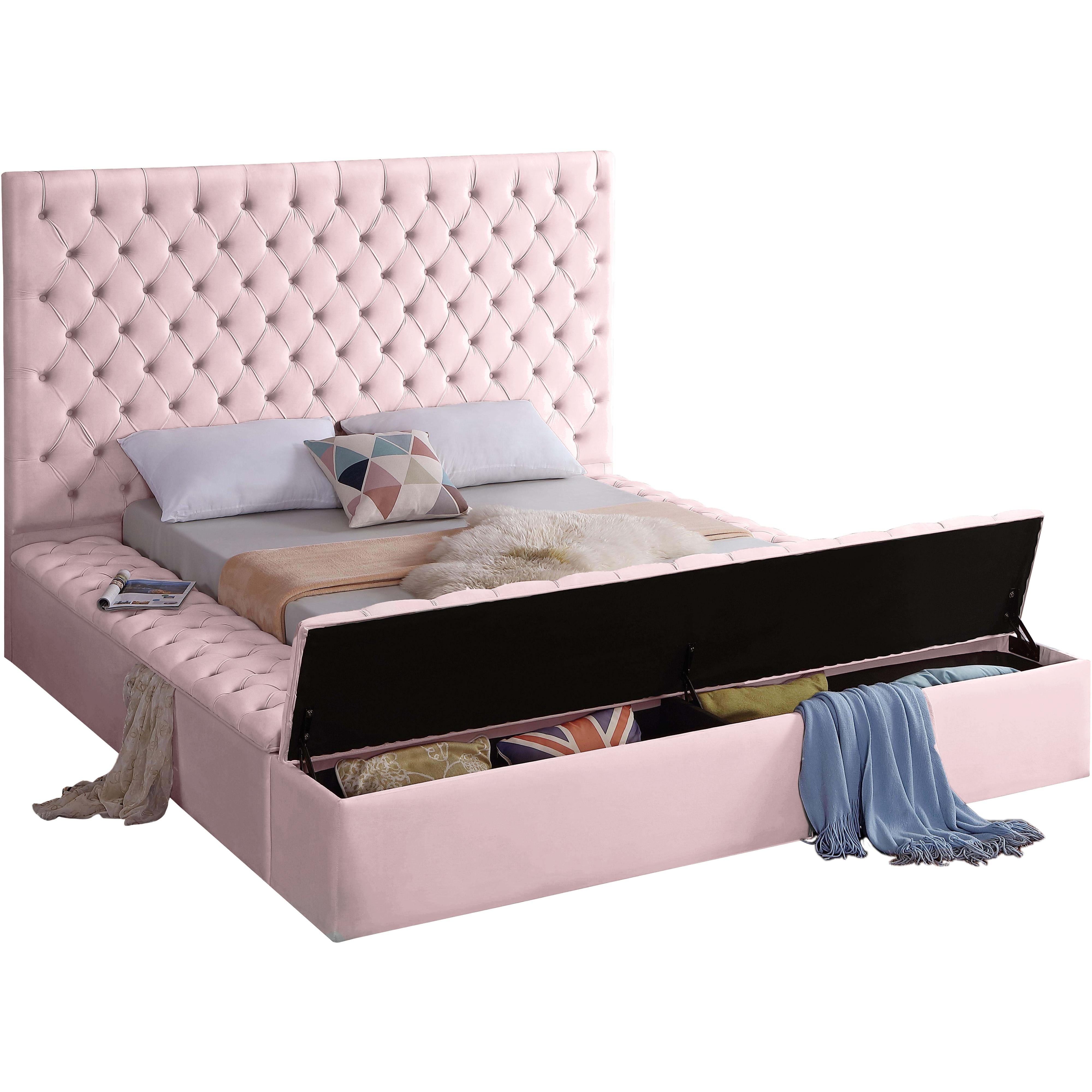 Meridian Bliss Pink Velvet Full Bed (3 Boxes)