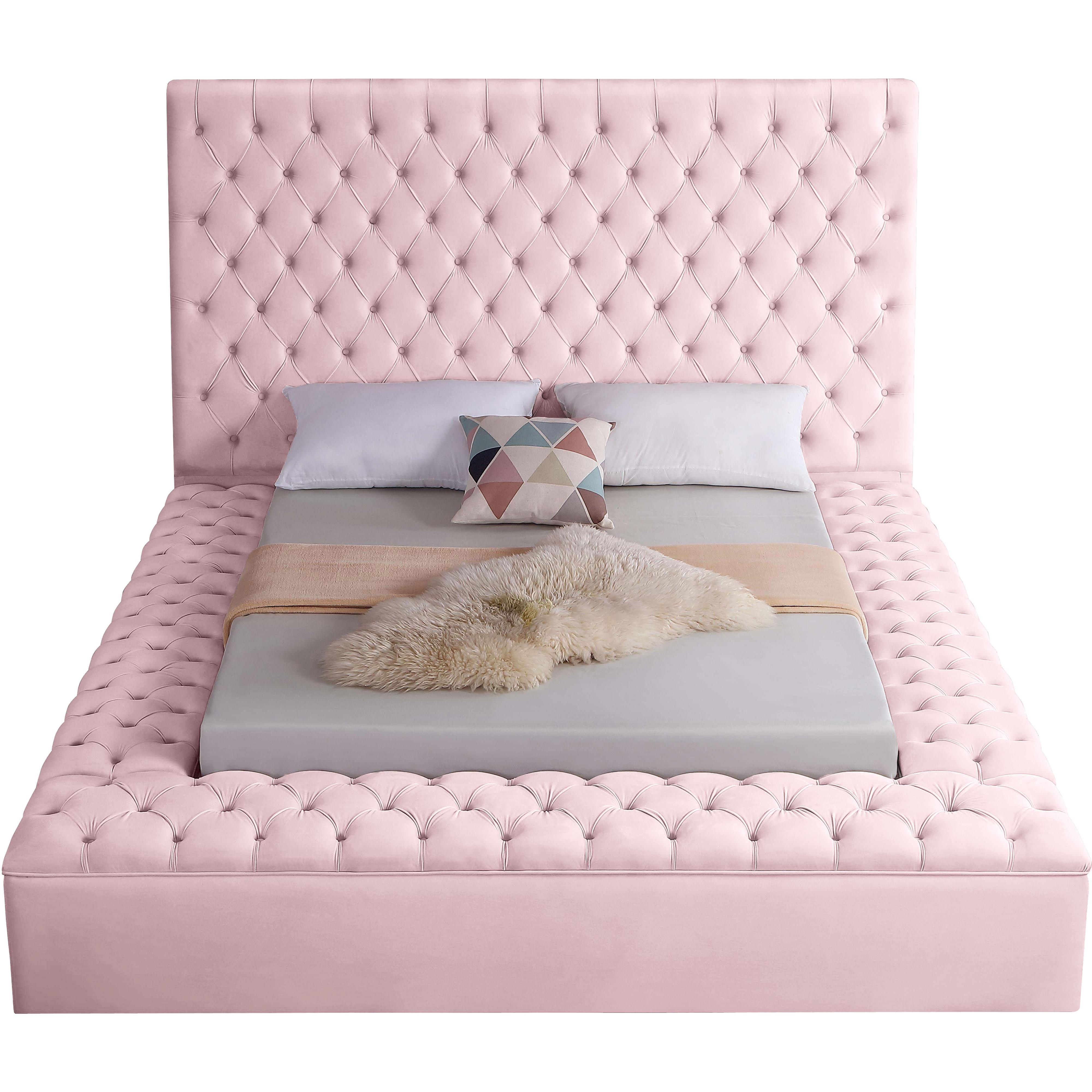 Meridian Bliss Pink Velvet Full Bed (3 Boxes)