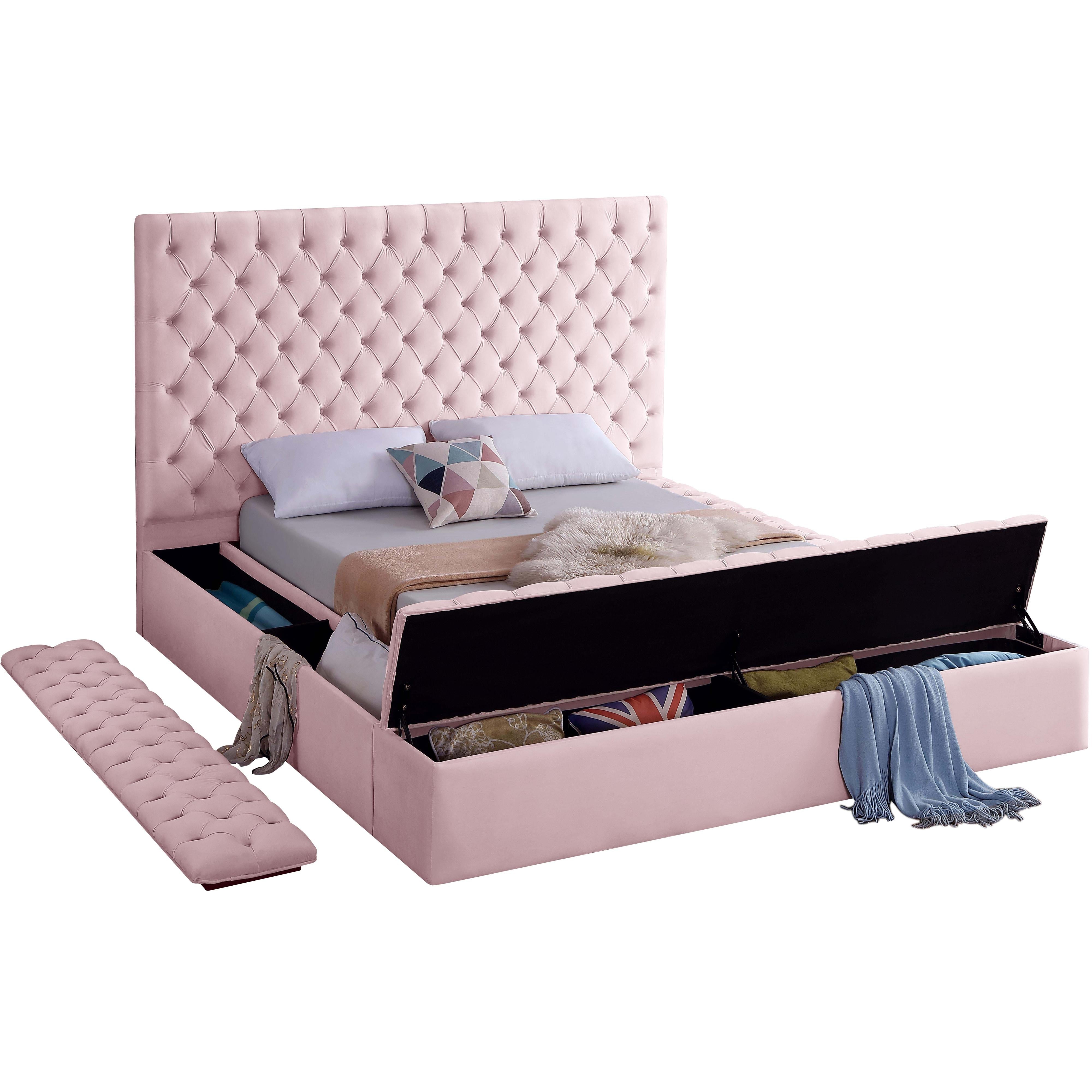 Meridian Bliss Pink Velvet Full Bed (3 Boxes)