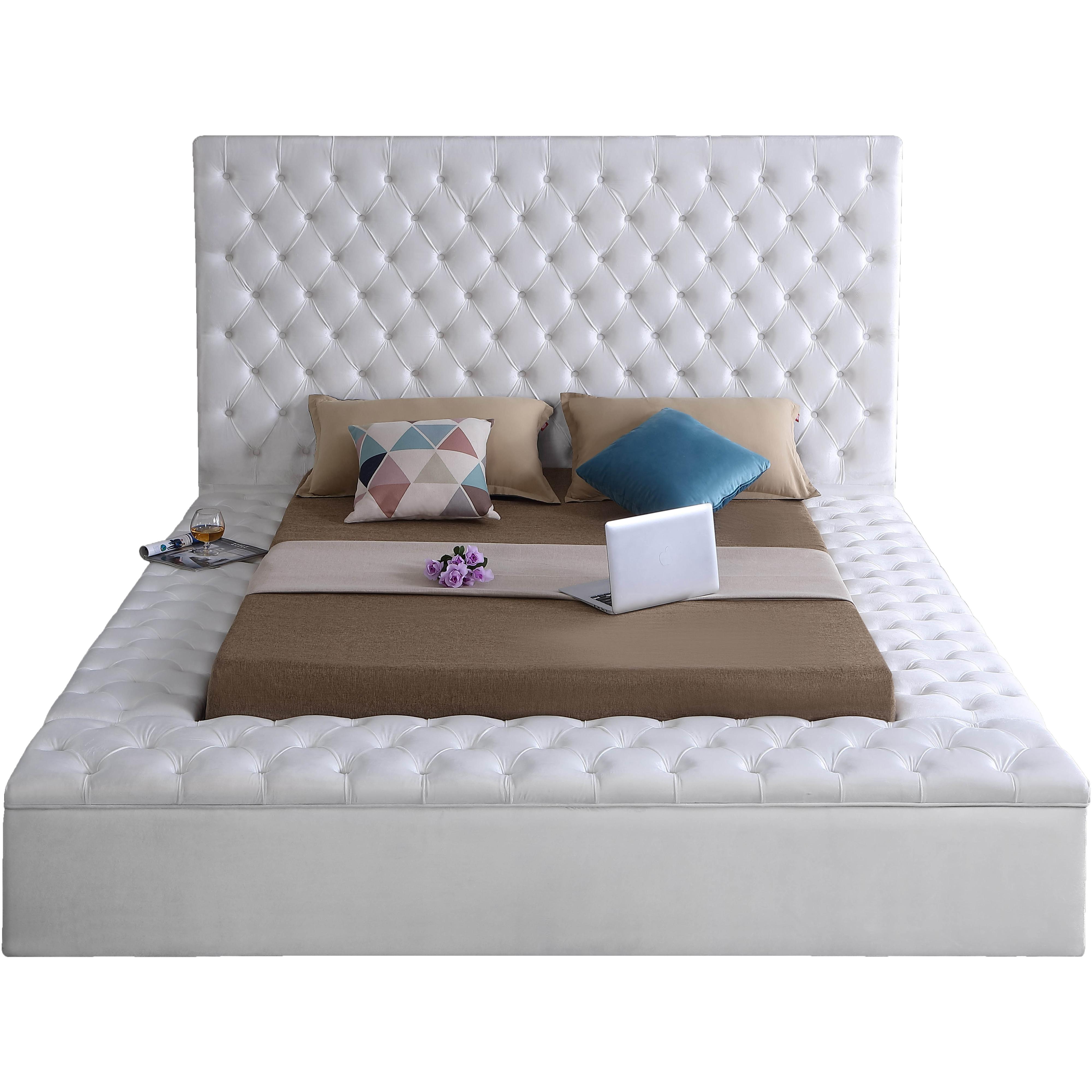 Meridian Bliss White Velvet Full Bed (3 Boxes)