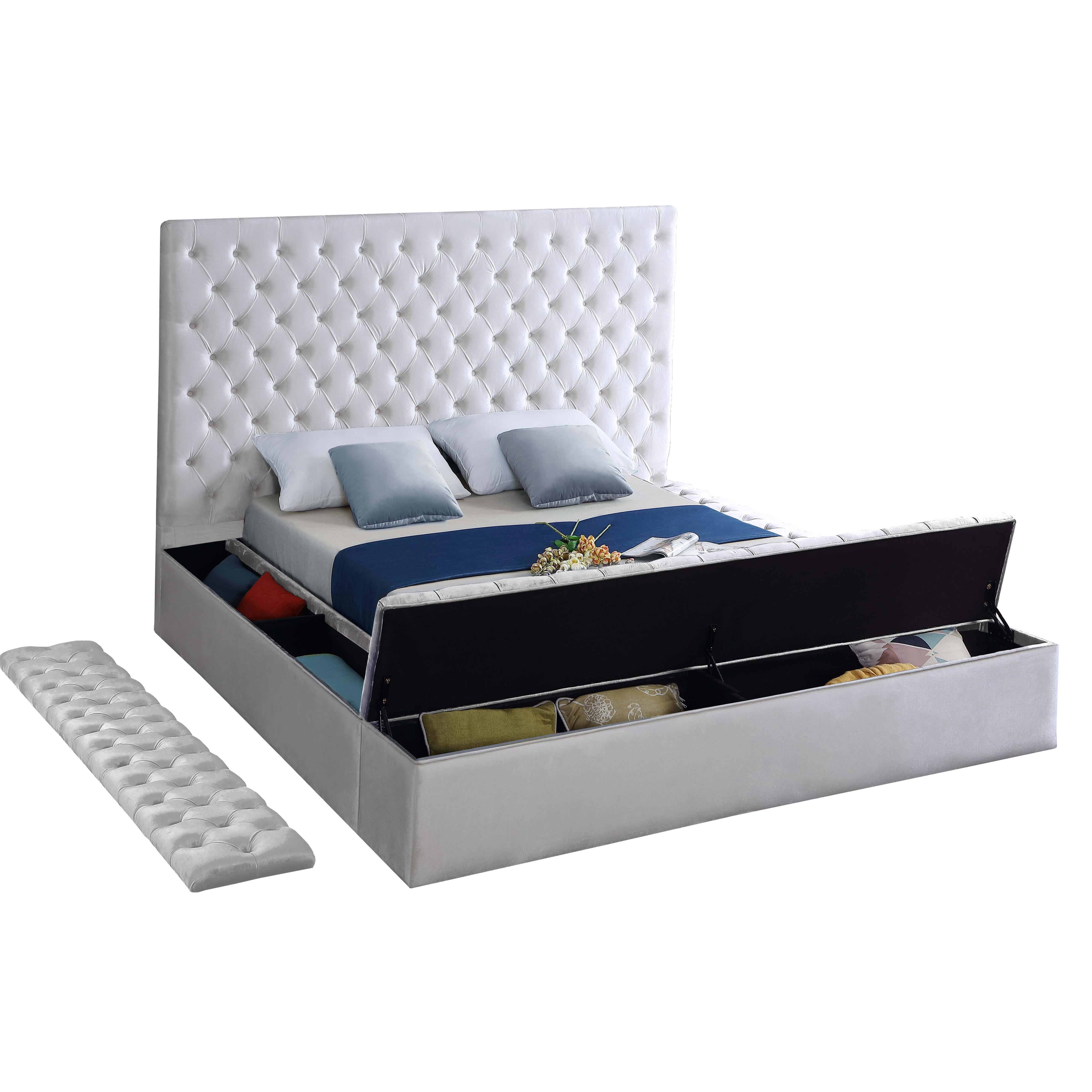 Meridian Bliss White Velvet Full Bed (3 Boxes)