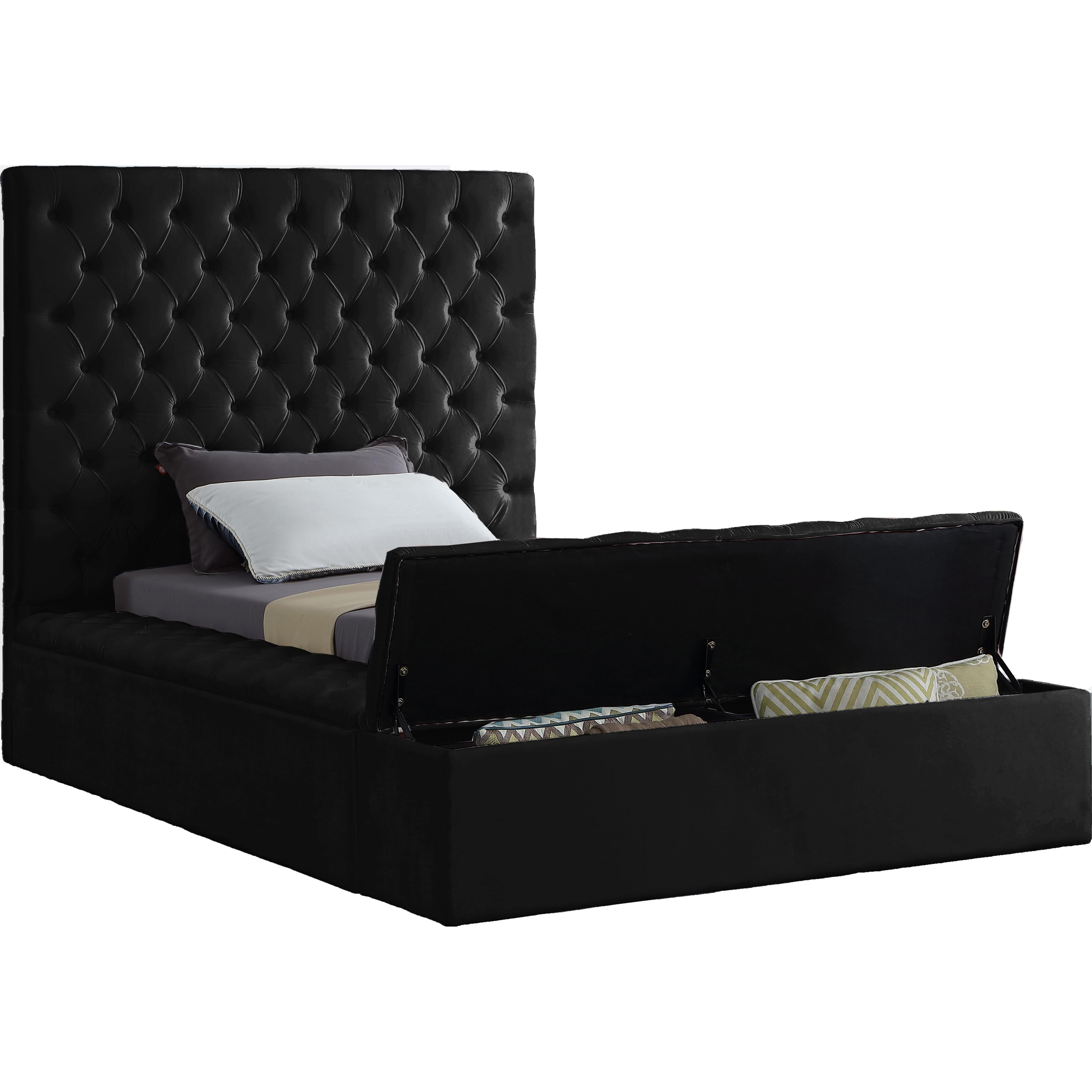 Meridian Bliss Black Velvet Twin Bed (3 Boxes)