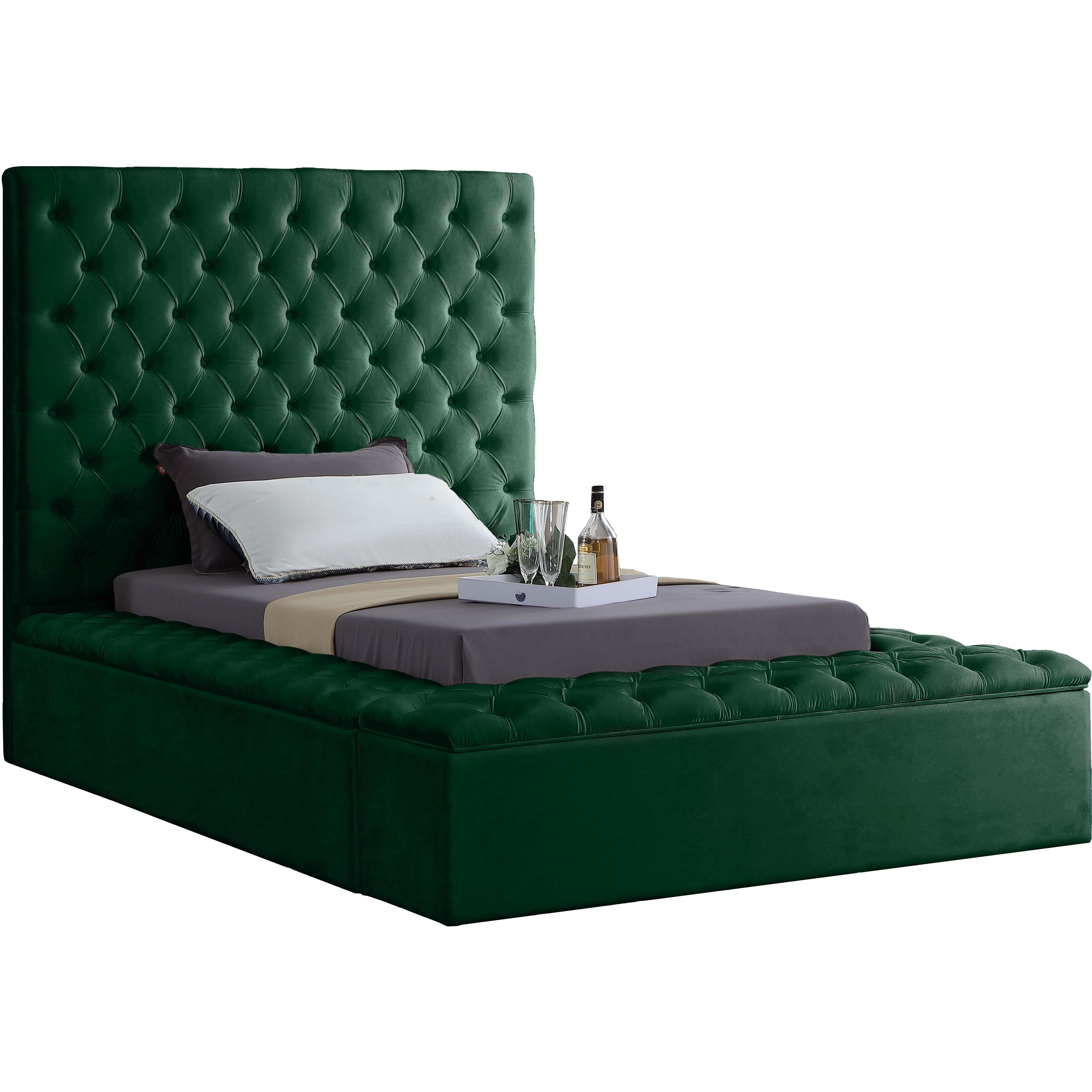 Meridian Bliss Green Velvet Twin Bed (3 Boxes)