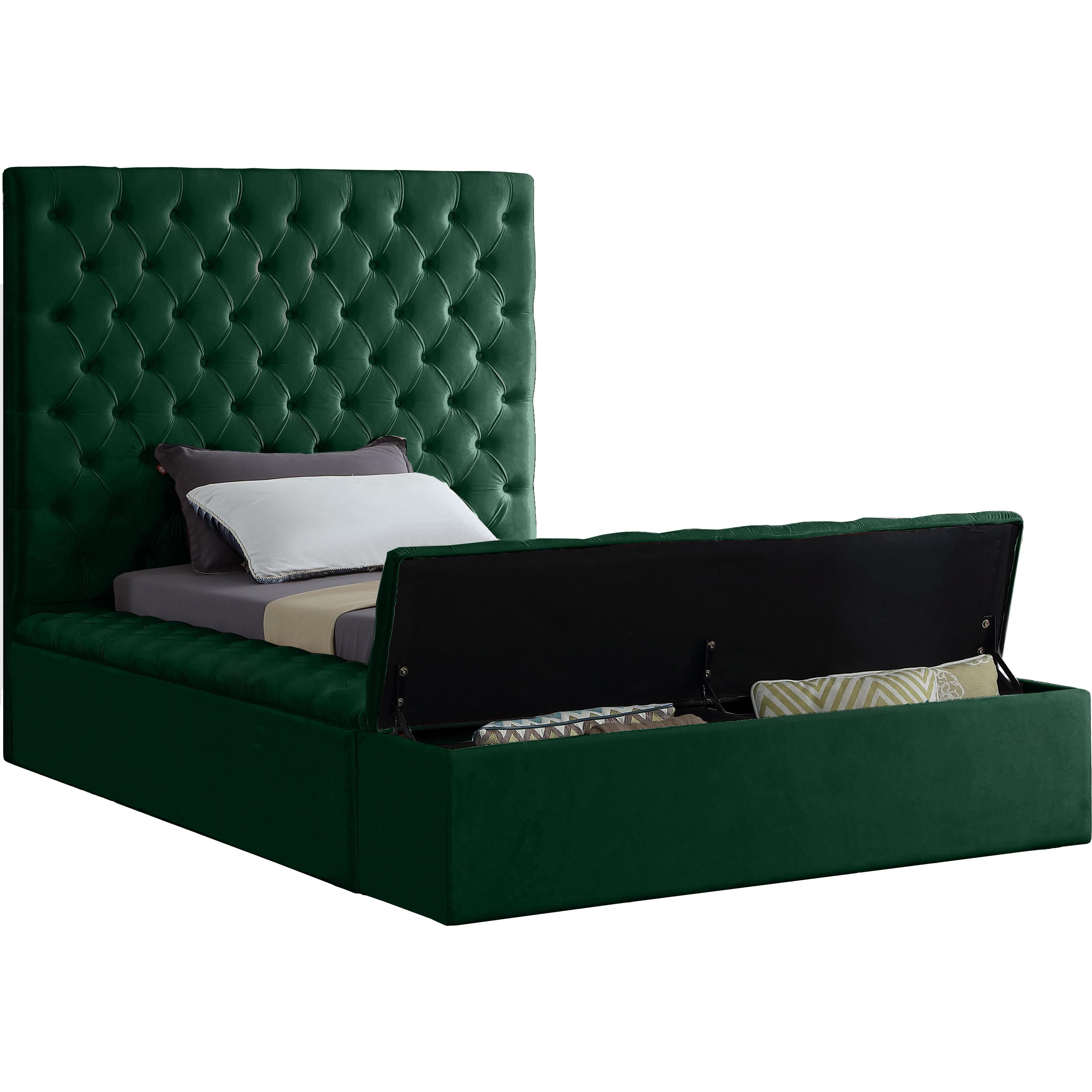 Meridian Bliss Green Velvet Twin Bed (3 Boxes)