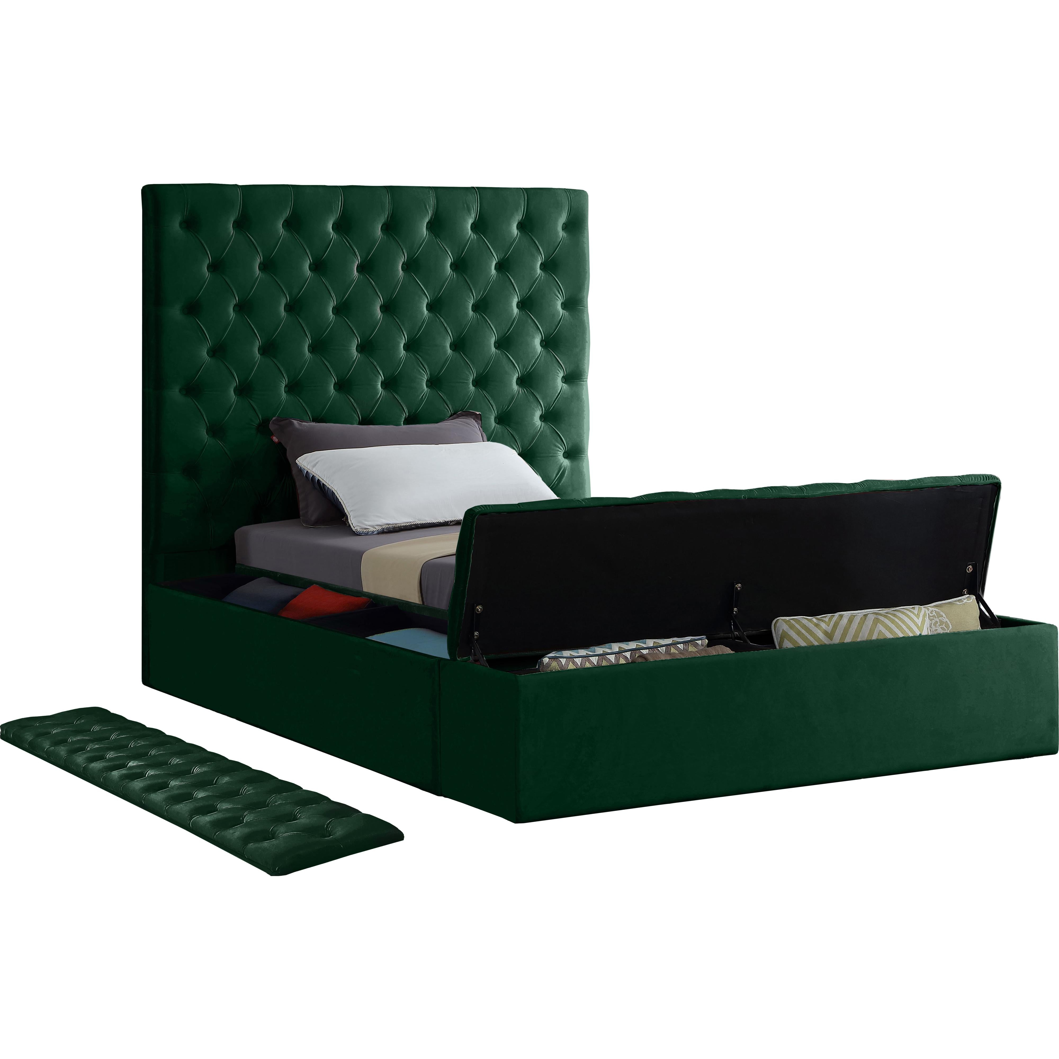 Meridian Bliss Green Velvet Twin Bed (3 Boxes)