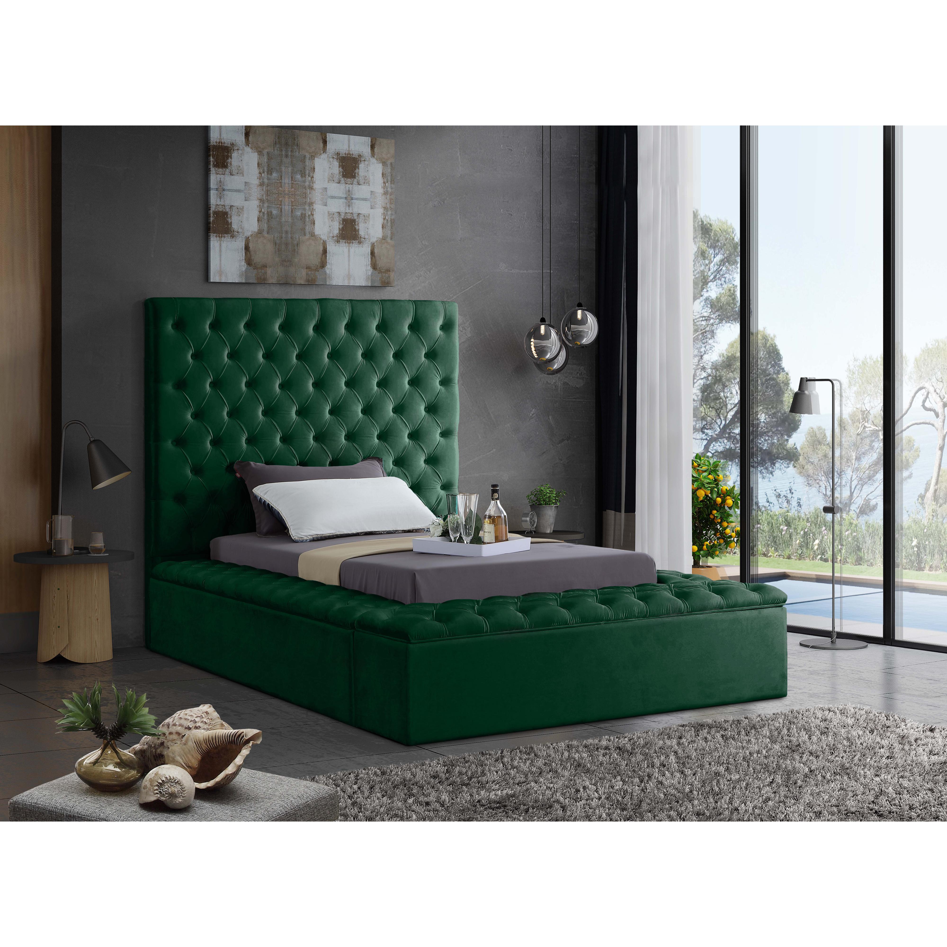 Meridian Bliss Green Velvet Twin Bed (3 Boxes)