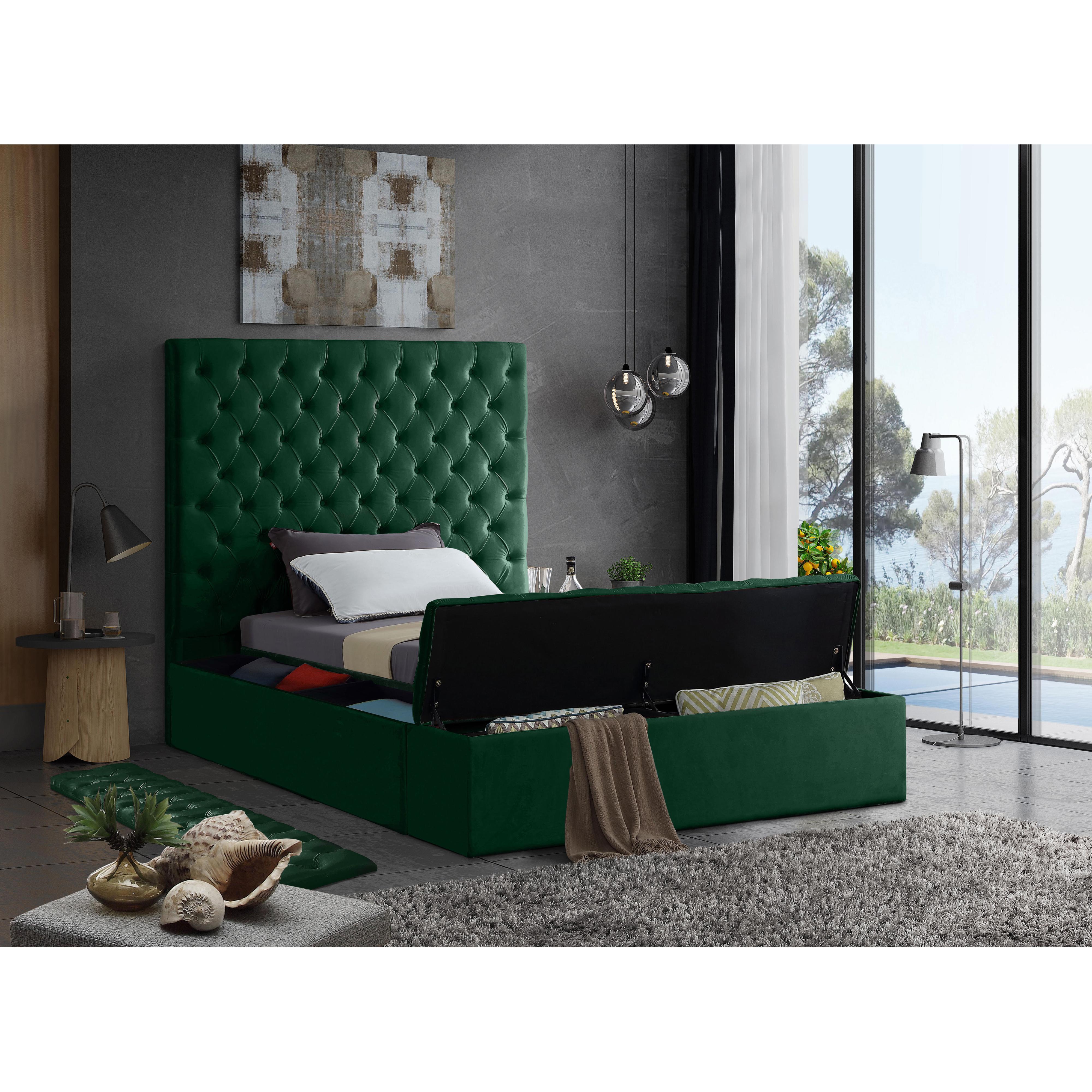 Meridian Bliss Green Velvet Twin Bed (3 Boxes)