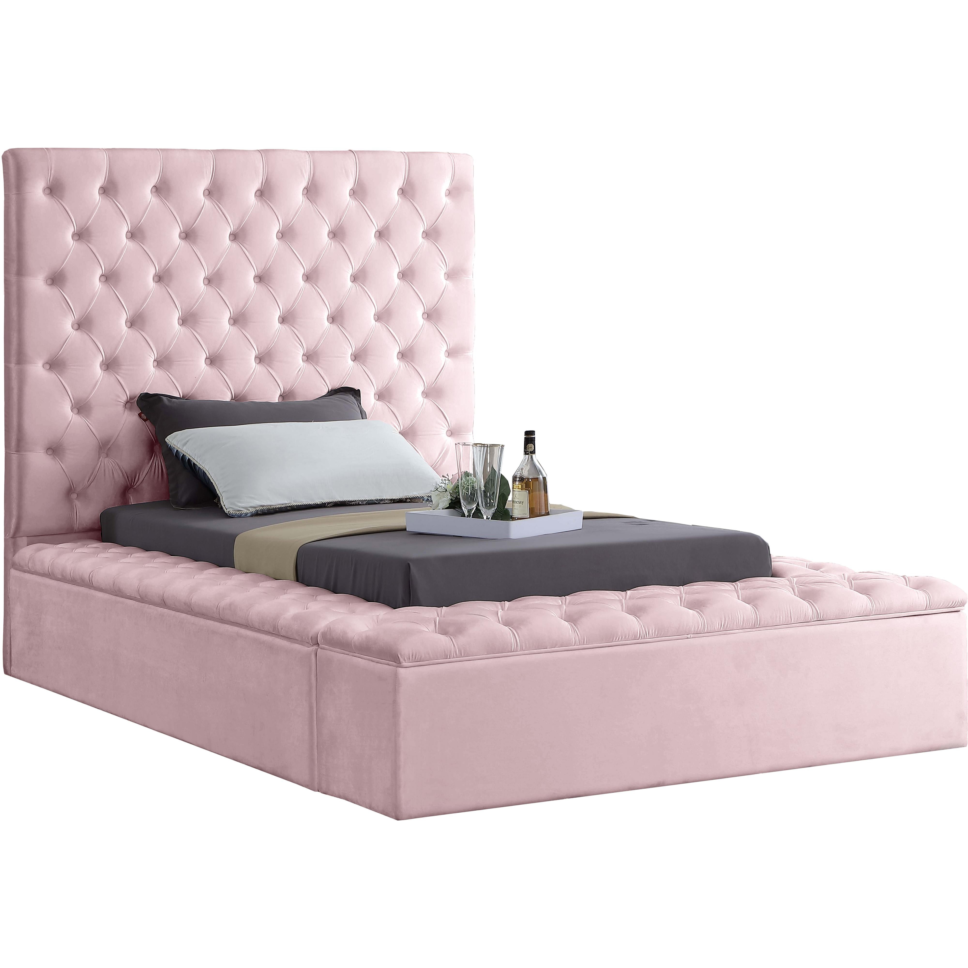 Meridian Bliss Pink Velvet Twin Bed (3 Boxes)