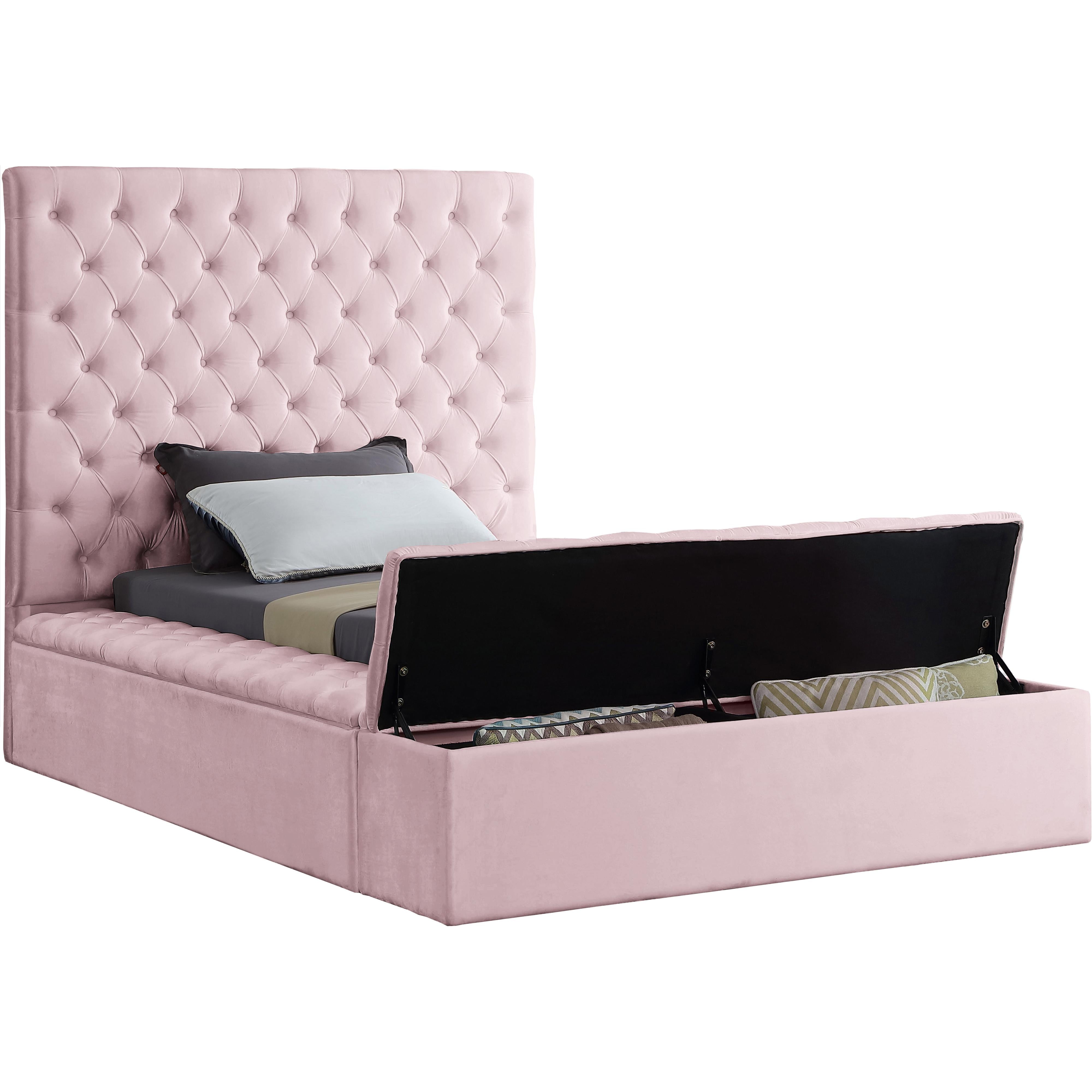 Meridian Bliss Pink Velvet Twin Bed (3 Boxes)