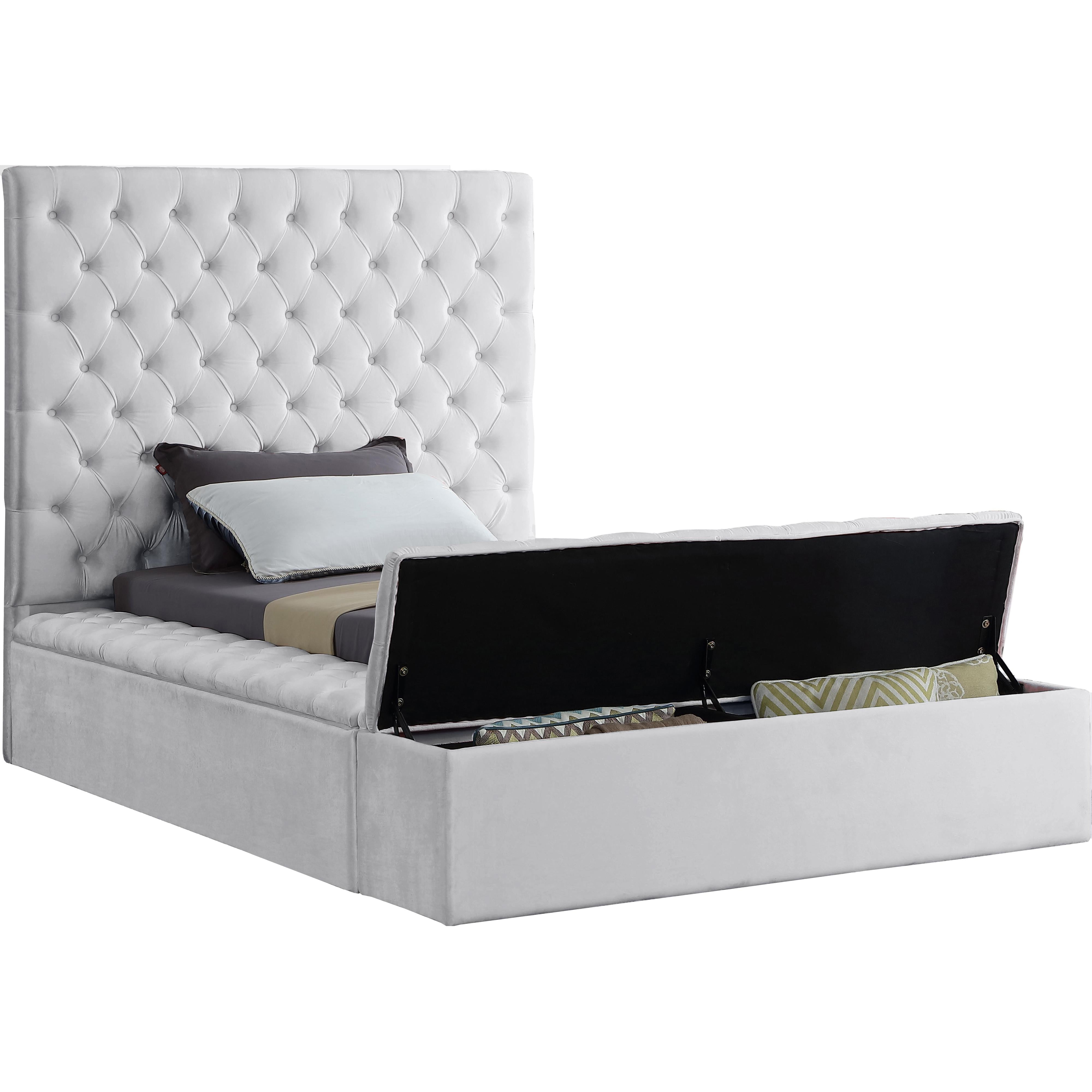 Meridian Bliss White Velvet Twin Bed (3 Boxes)