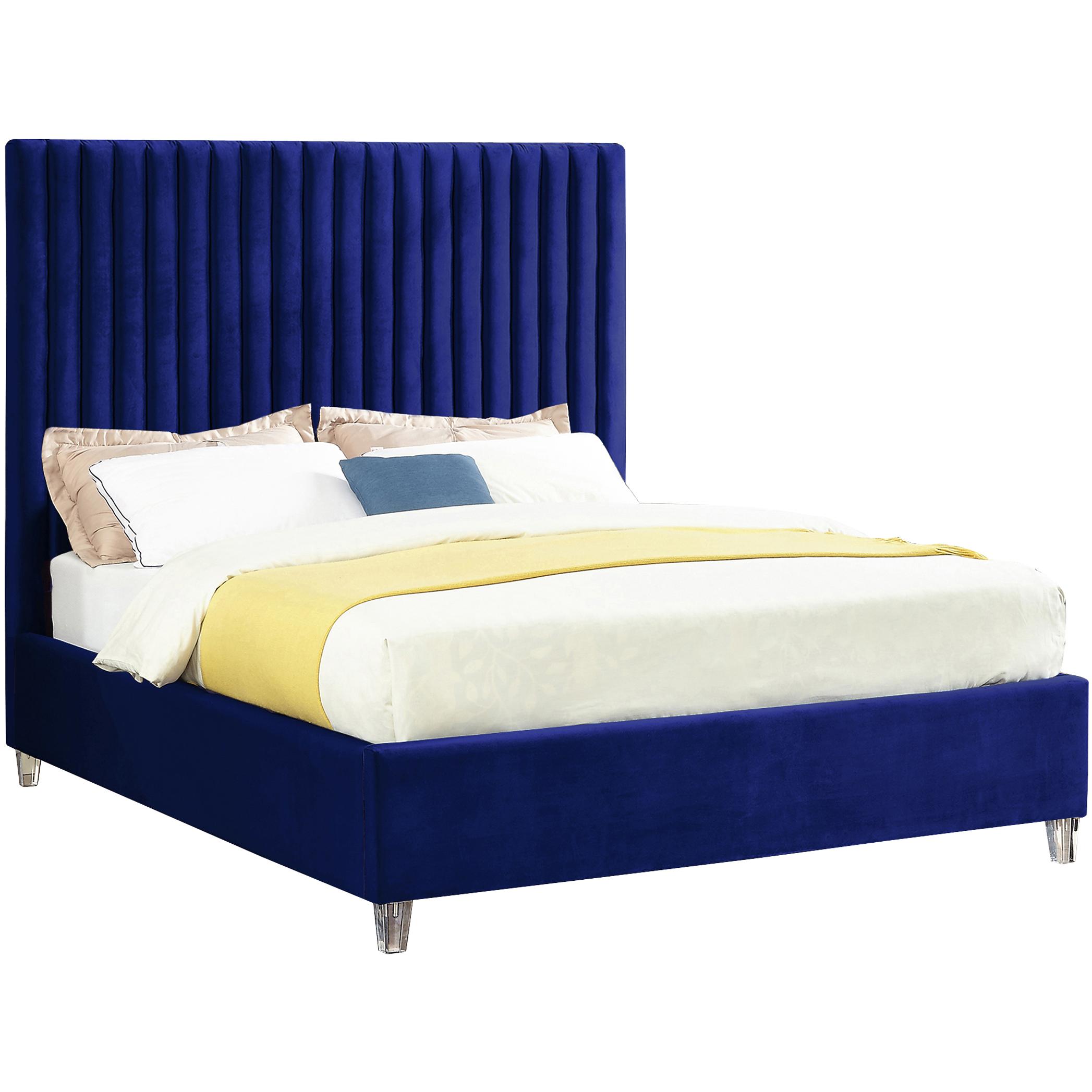 Meridian Candace Navy Velvet Full Bed