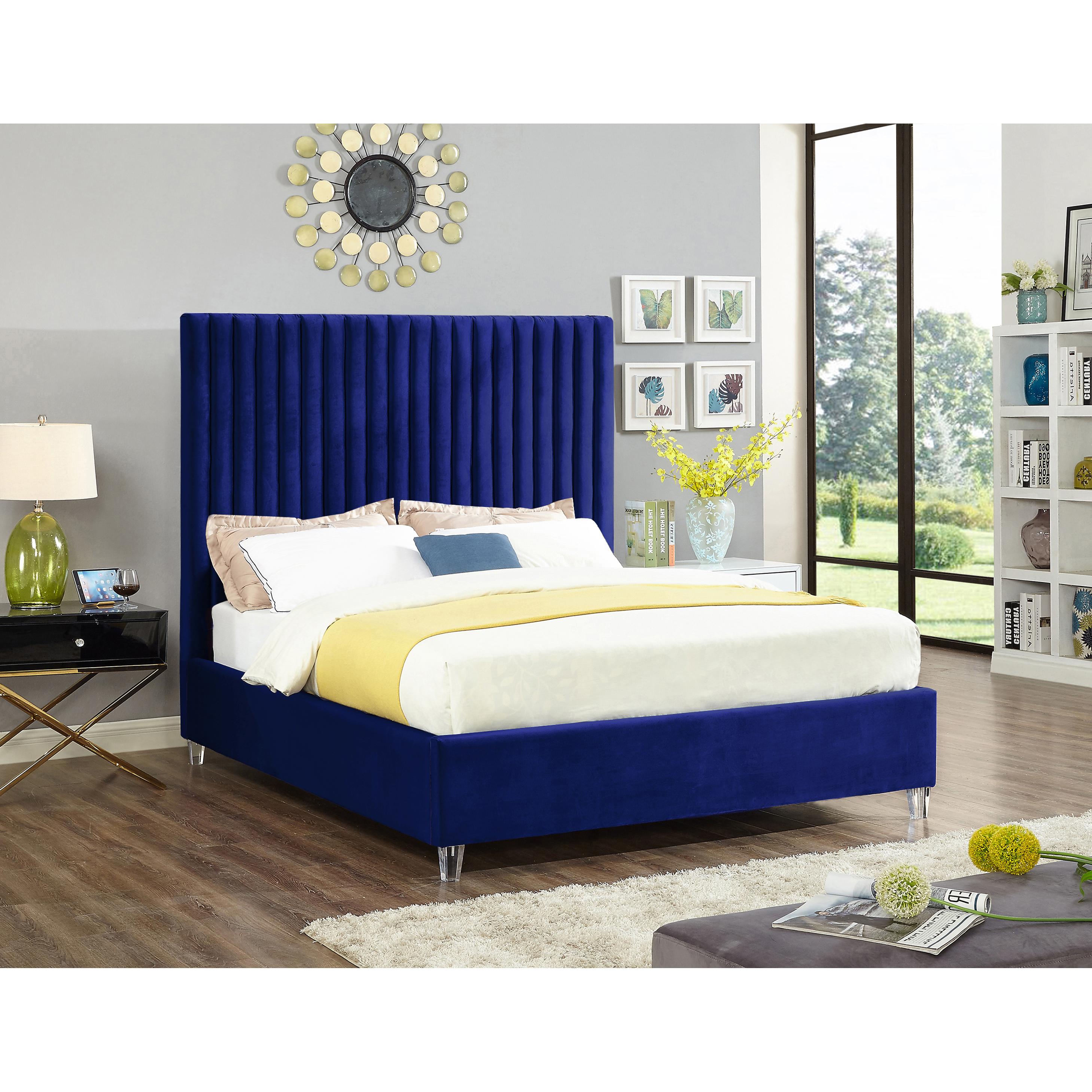 Meridian Candace Navy Velvet Full Bed