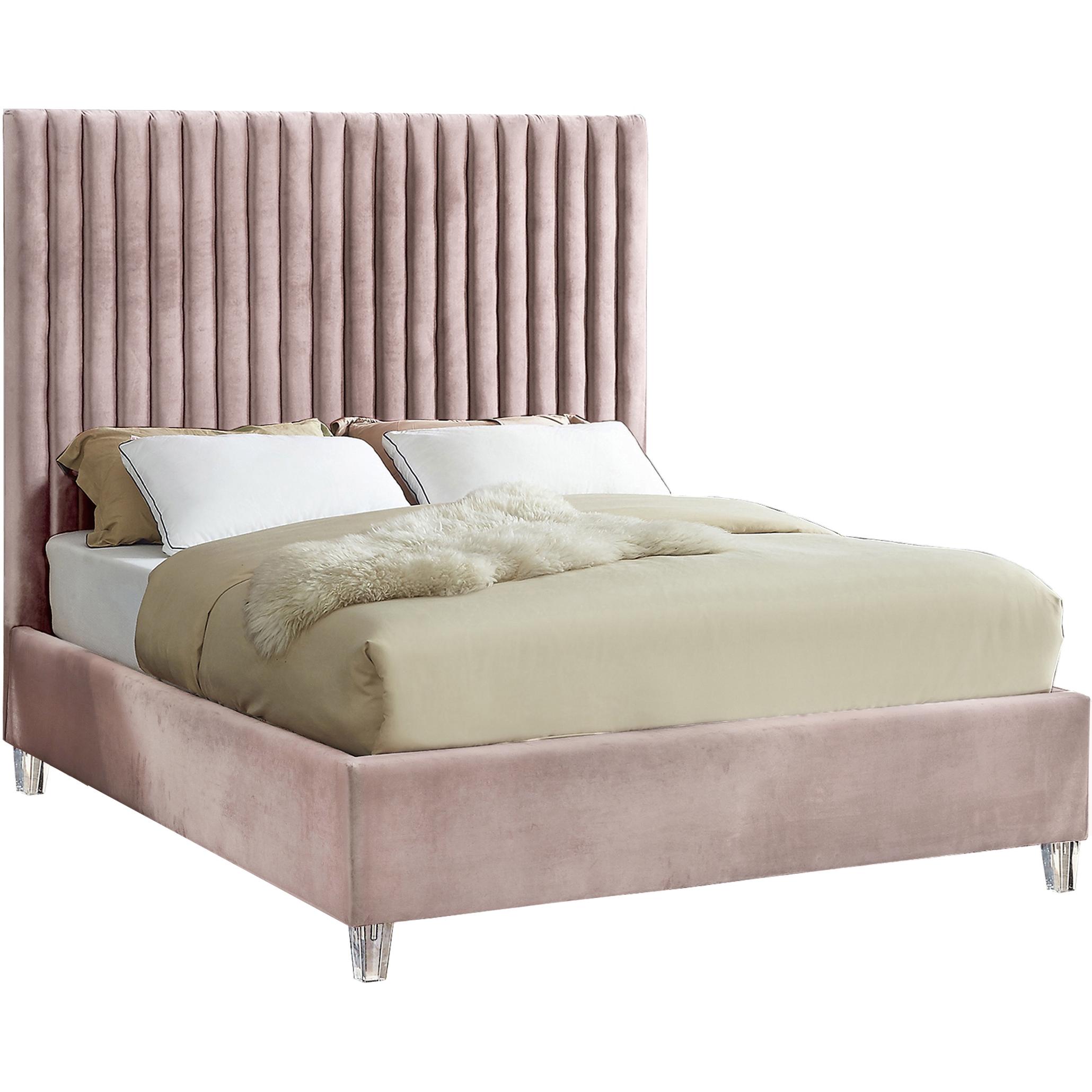 Meridian Candace Pink Velvet Full Bed