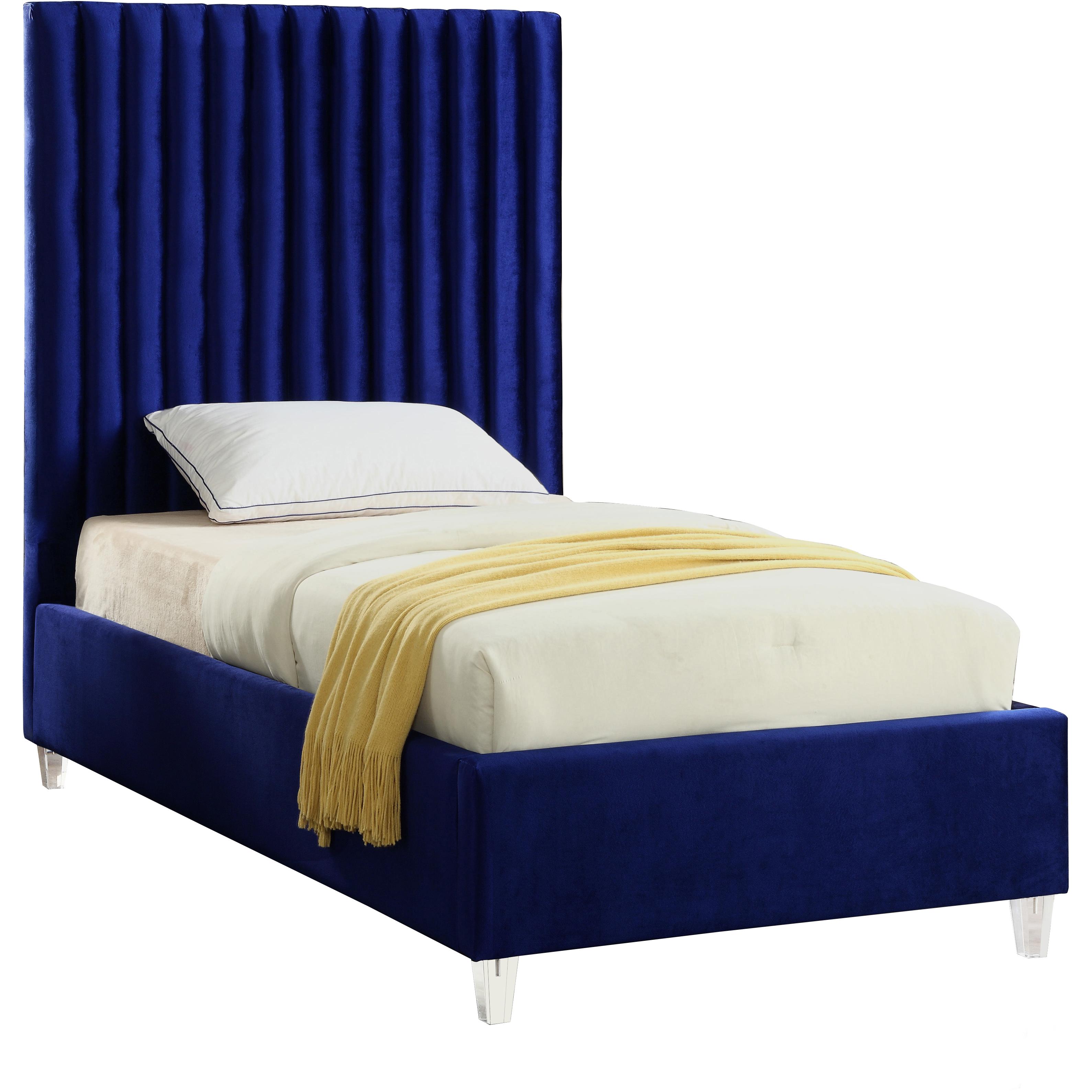 Meridian Candace Navy Velvet Twin Bed