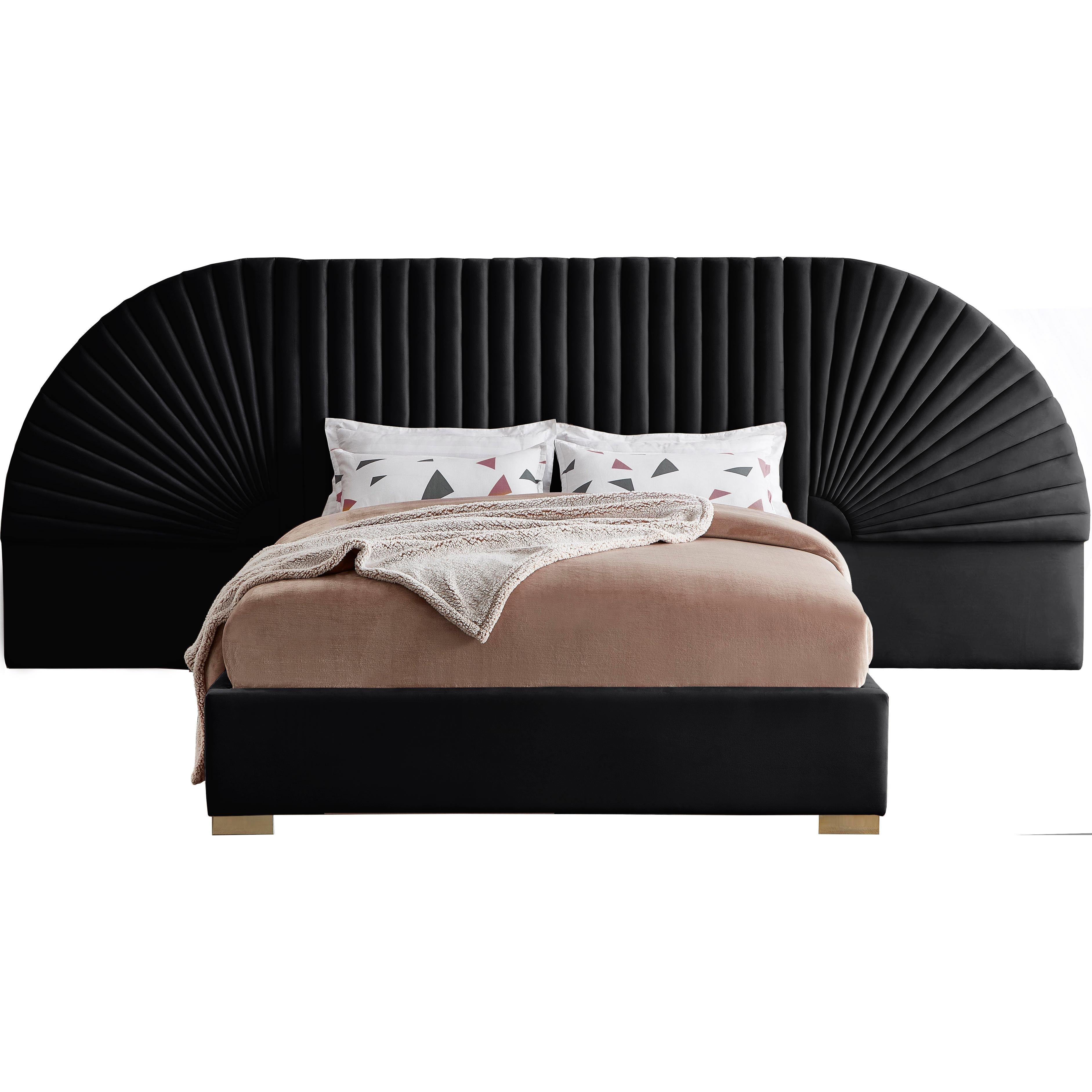 Meridian Cleo Black Velvet King Bed (3 Boxes)