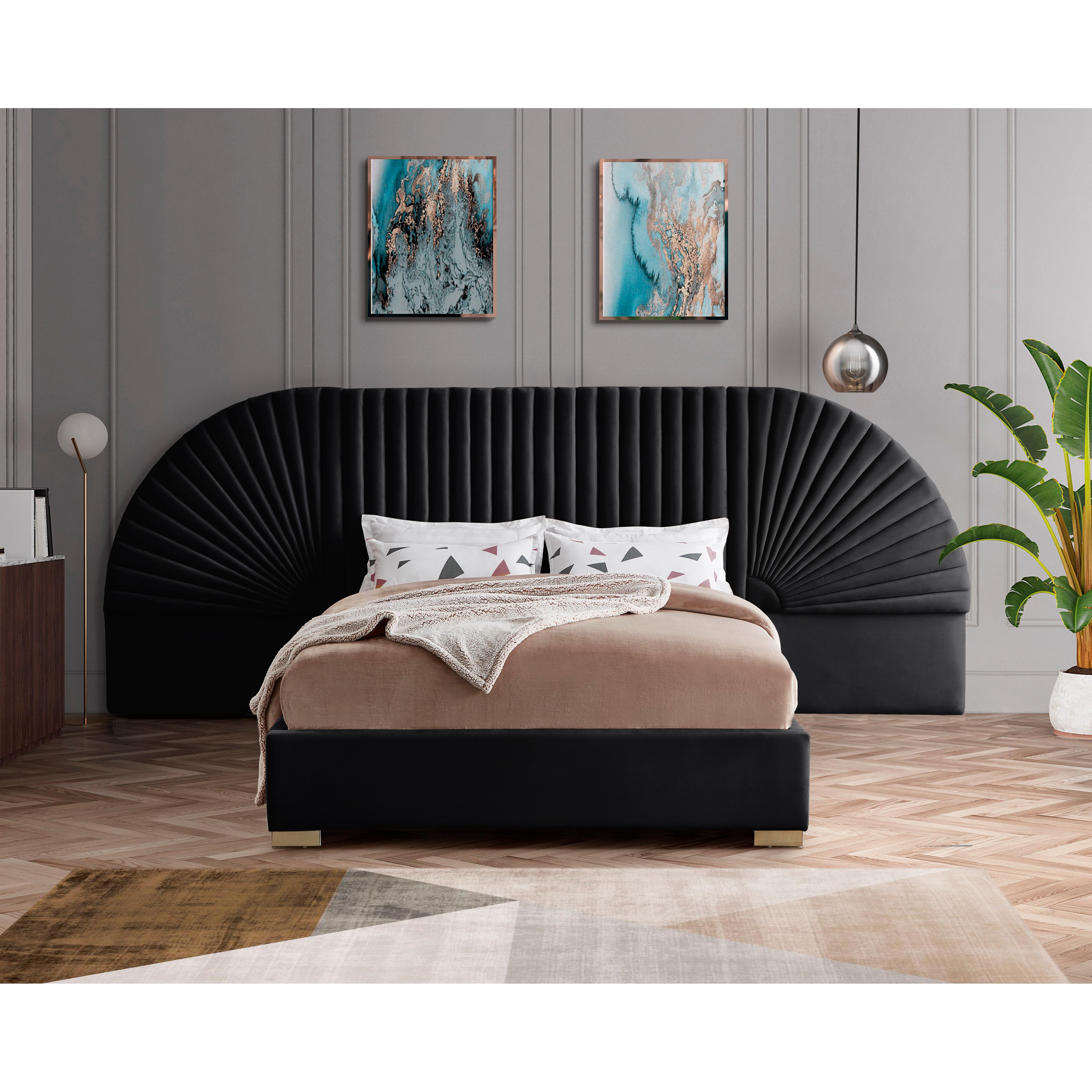 Meridian Cleo Black Velvet King Bed (3 Boxes)