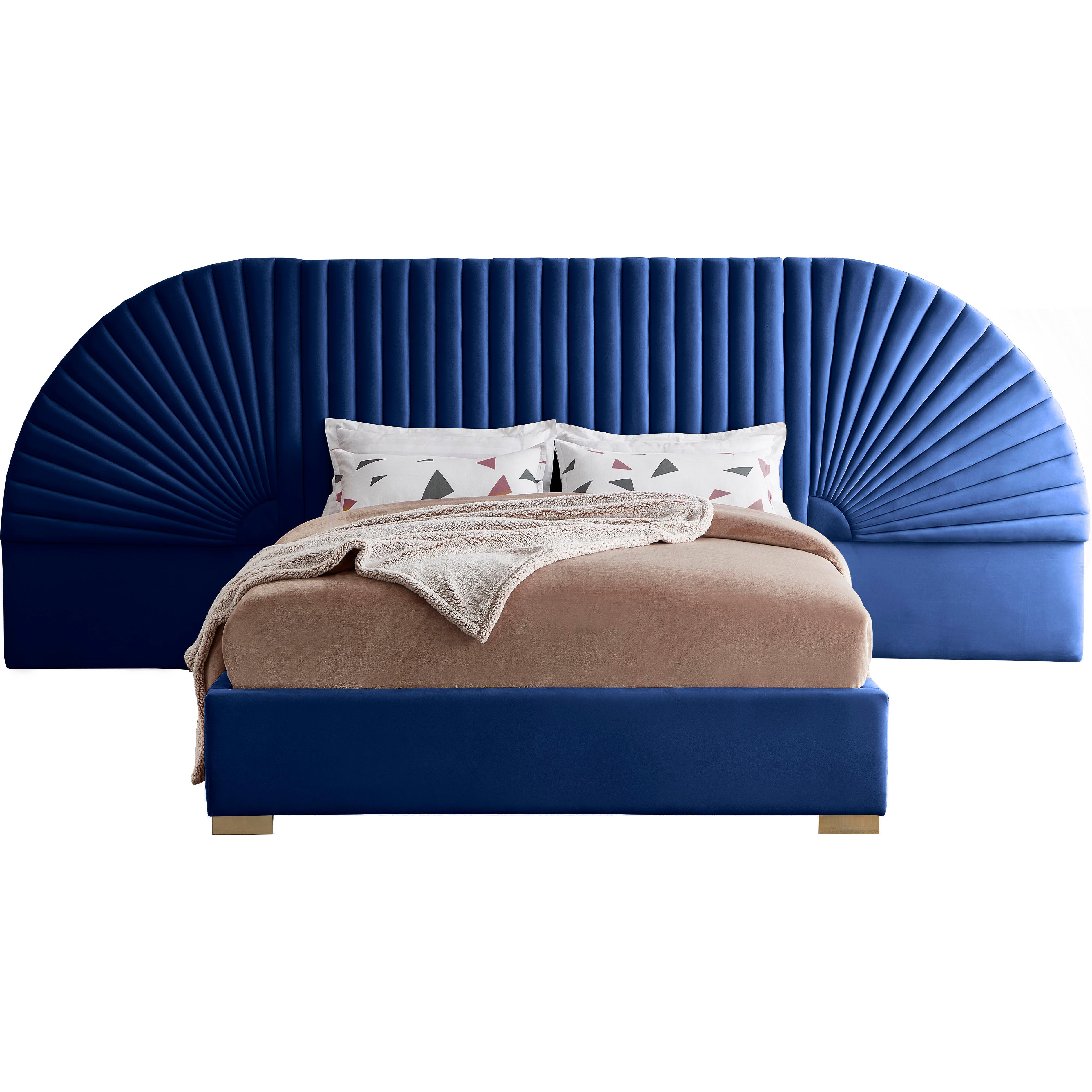 Meridian Cleo Navy Velvet King Bed (3 Boxes)