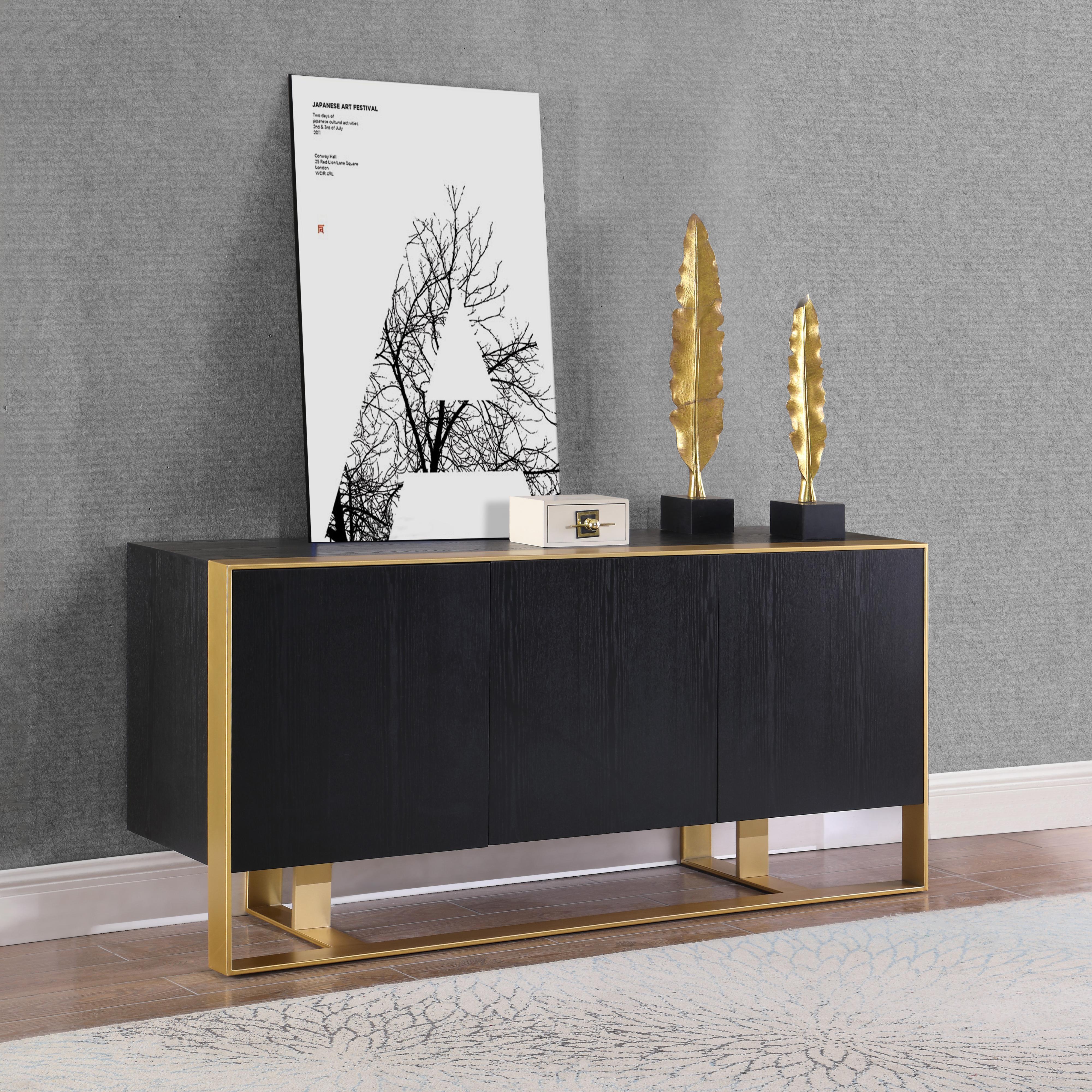 Meridian Sherwood Black Wood Sideboard/Buffet