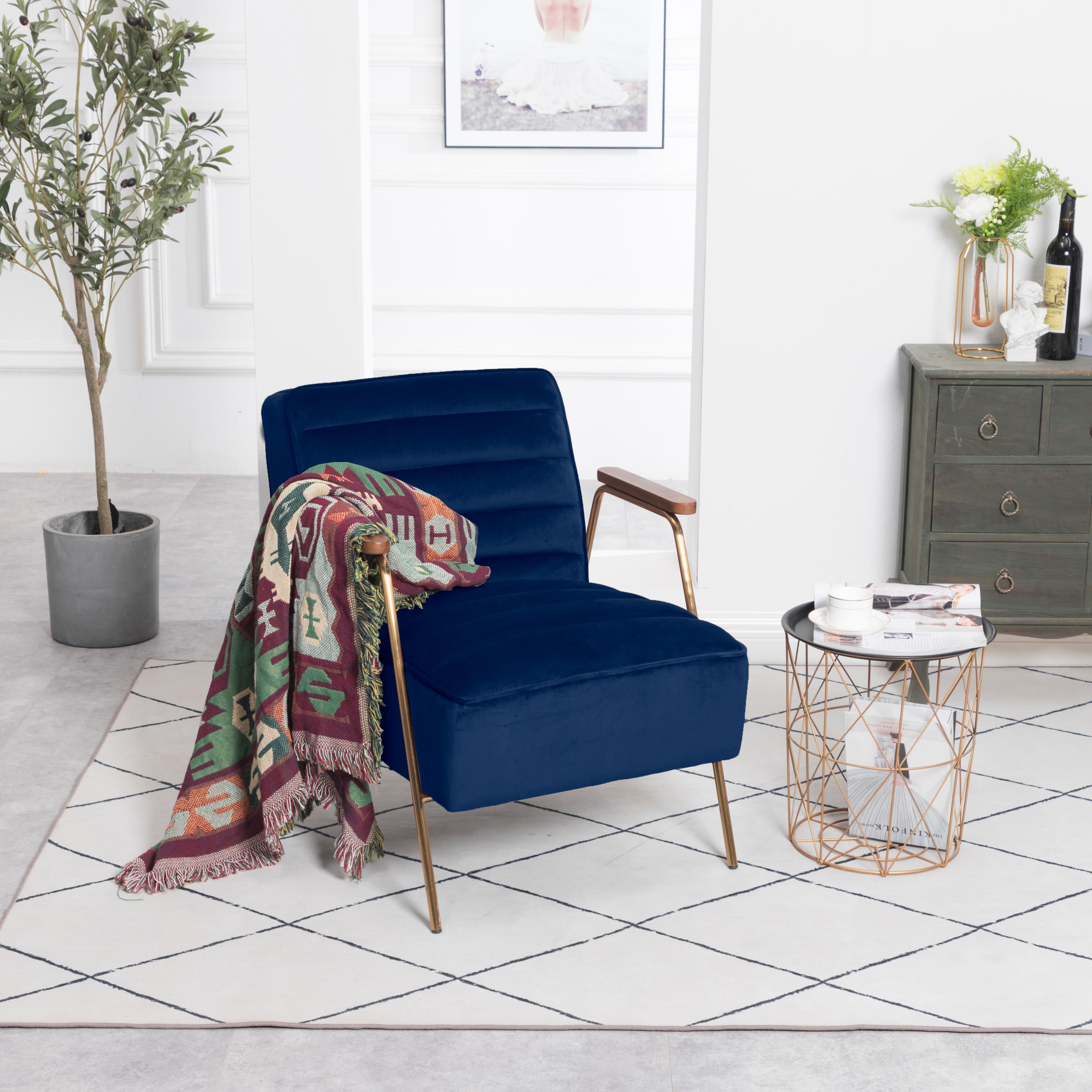 Meridian Woodford Navy Velvet Accent Chair