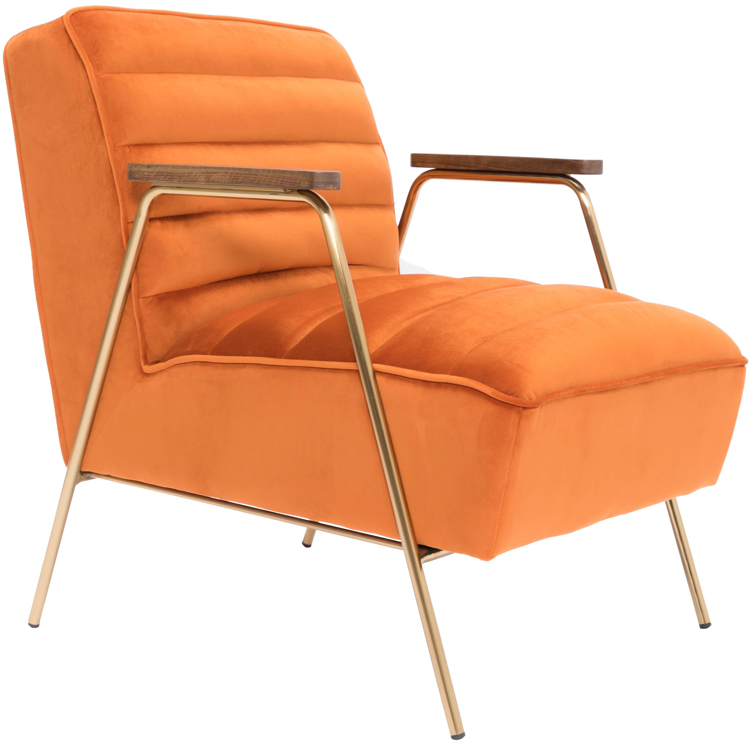 Meridian Woodford Orange Velvet Accent Chair