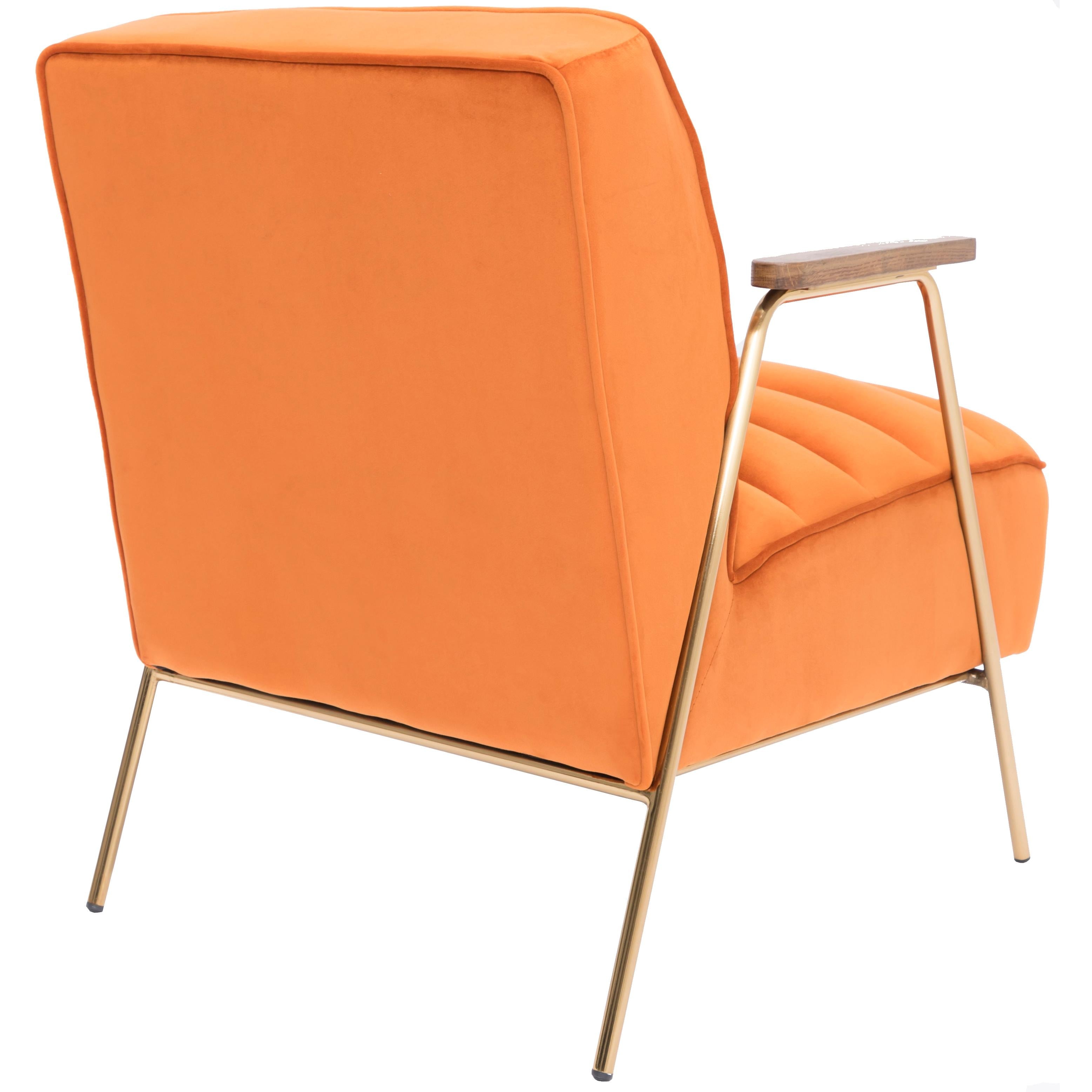 Meridian Woodford Orange Velvet Accent Chair