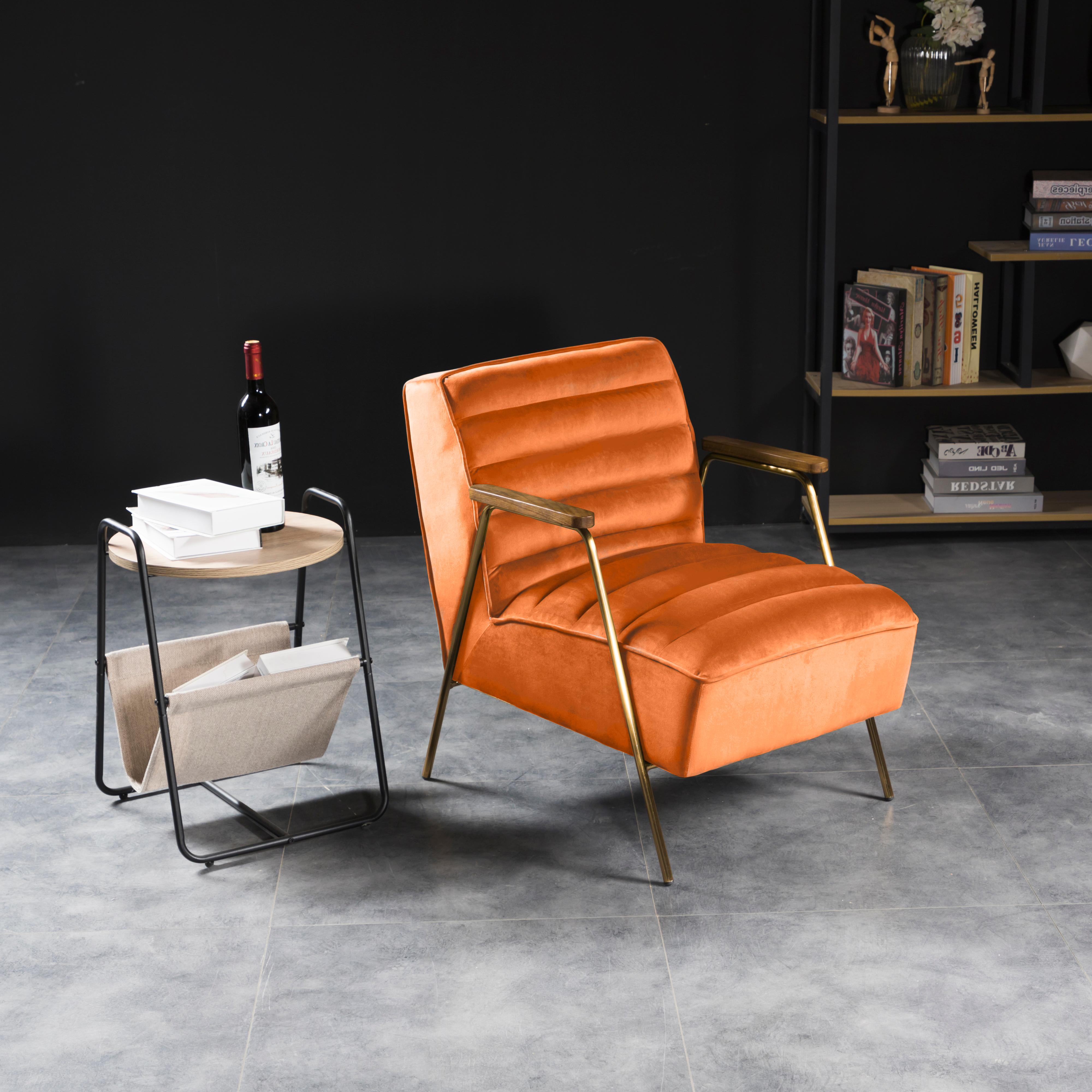 Meridian Woodford Orange Velvet Accent Chair