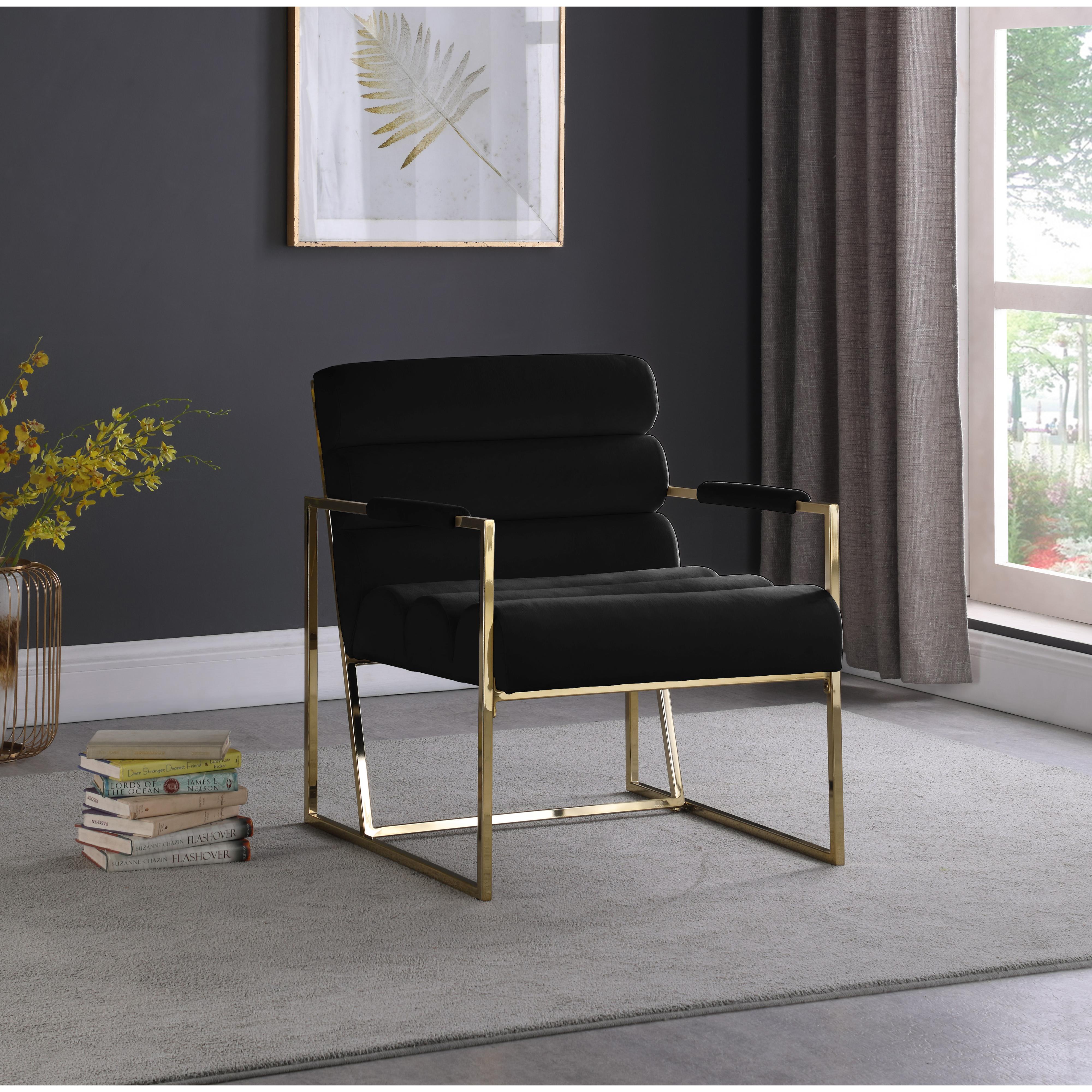 Meridian Wayne Black Velvet Accent Chair