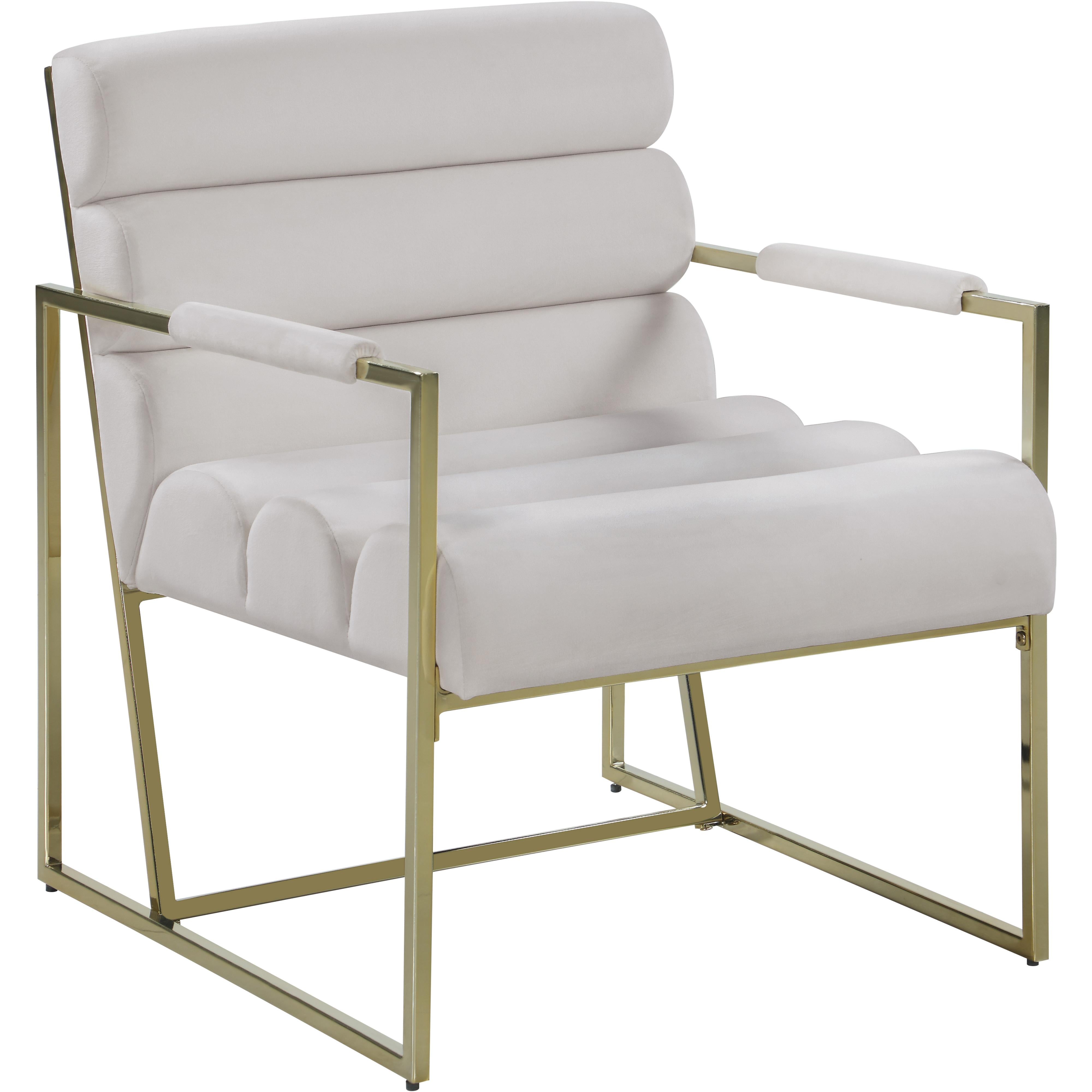 Meridian Wayne Cream Velvet Accent Chair