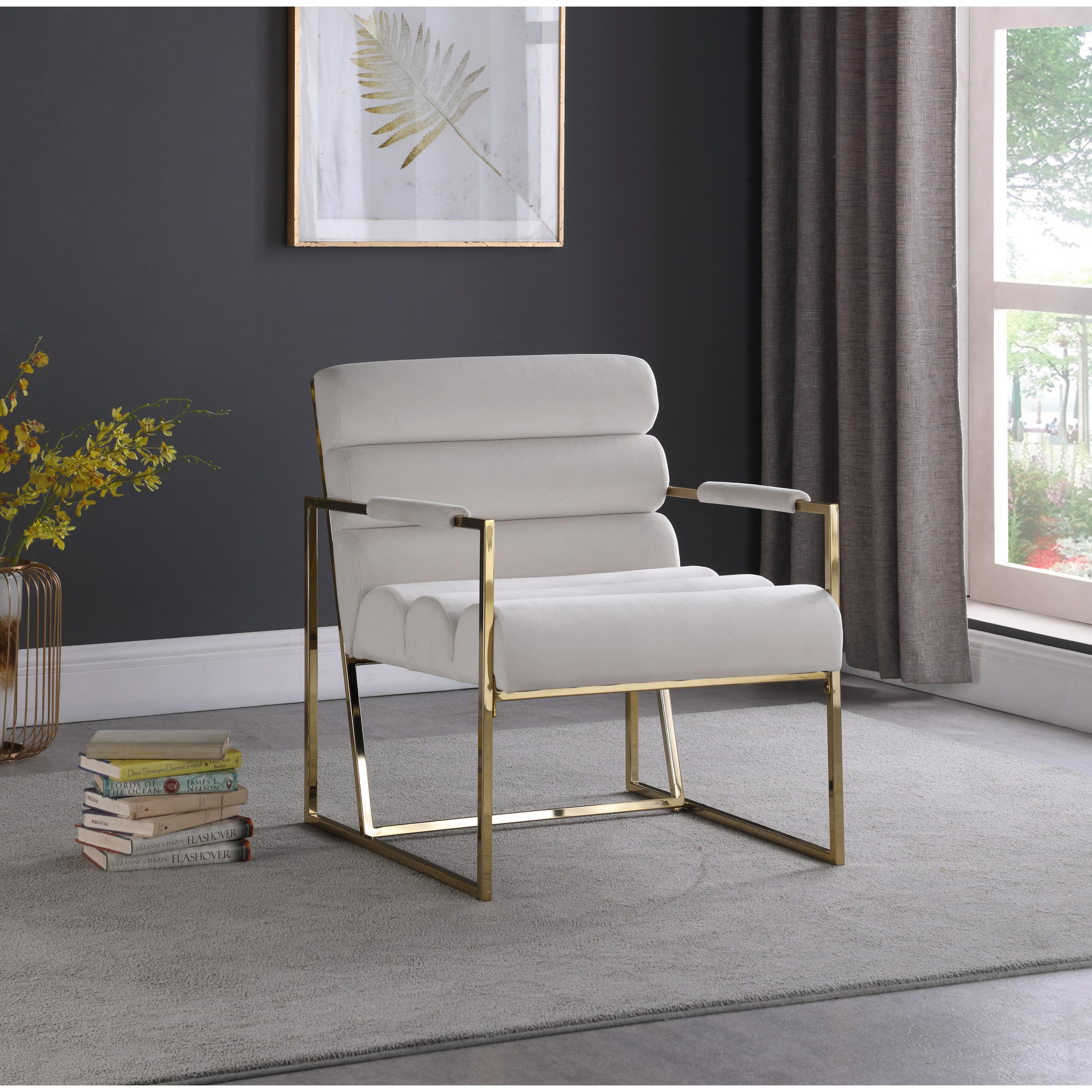 Meridian Wayne Cream Velvet Accent Chair