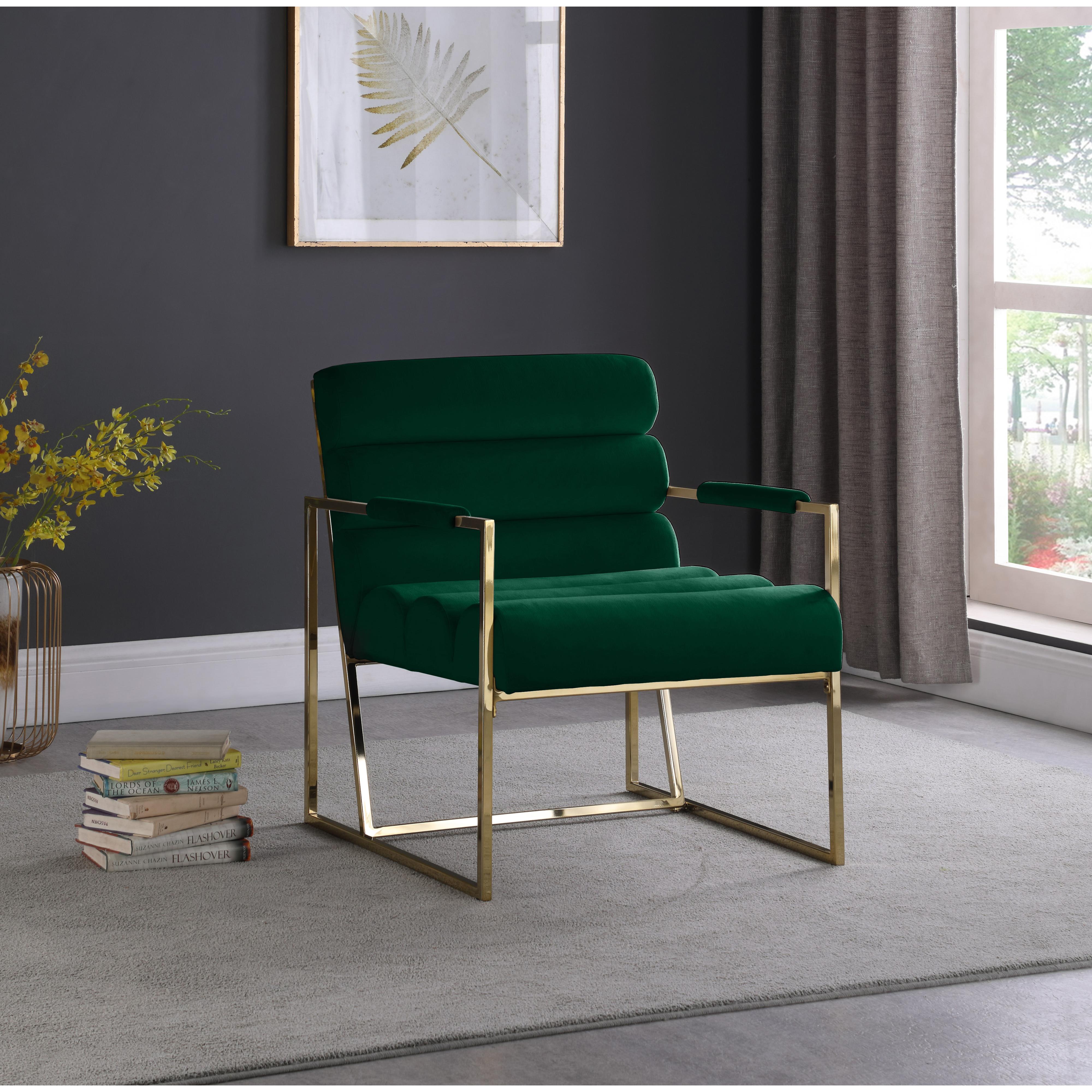 Meridian Wayne Green Velvet Accent Chair