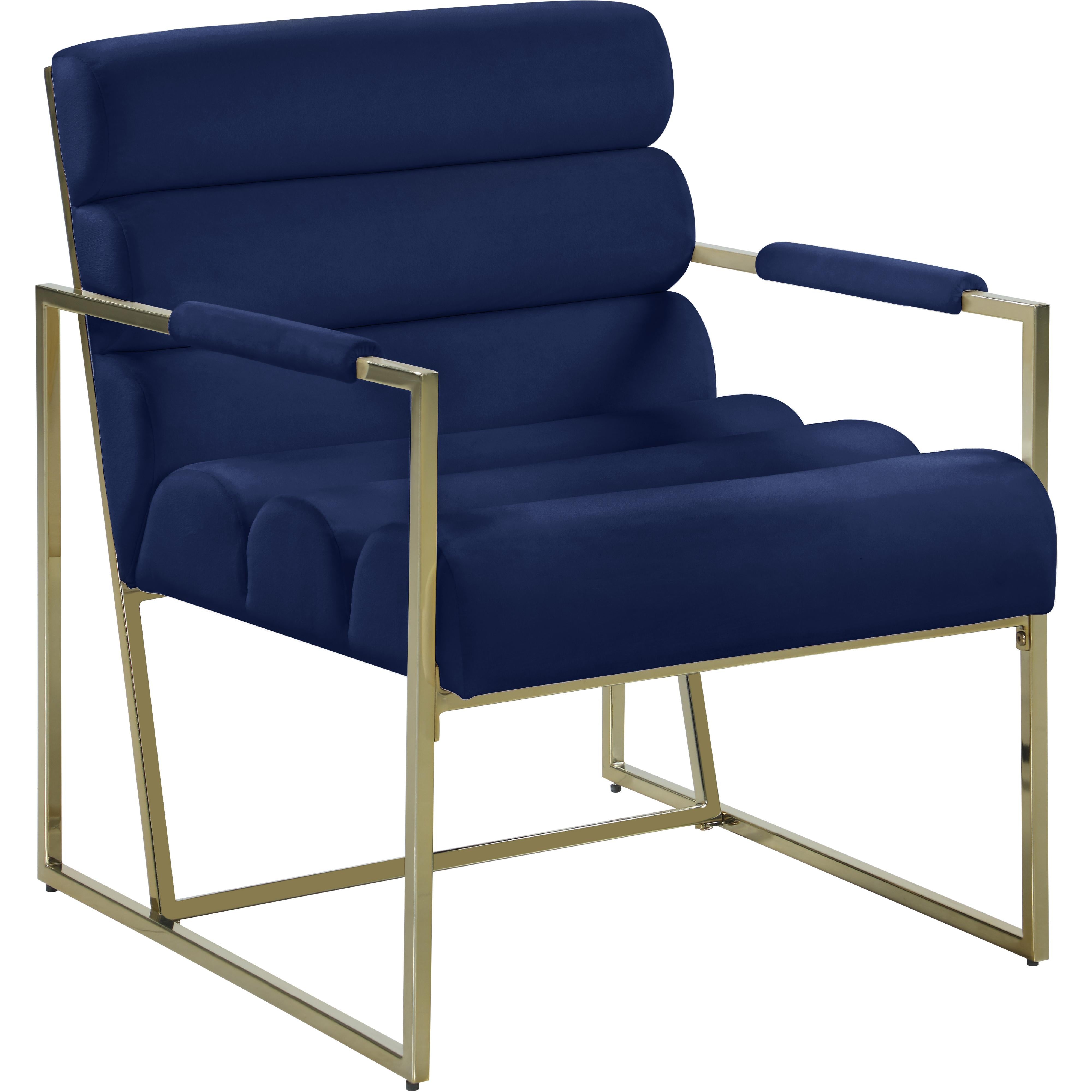 Meridian Wayne Navy Velvet Accent Chair