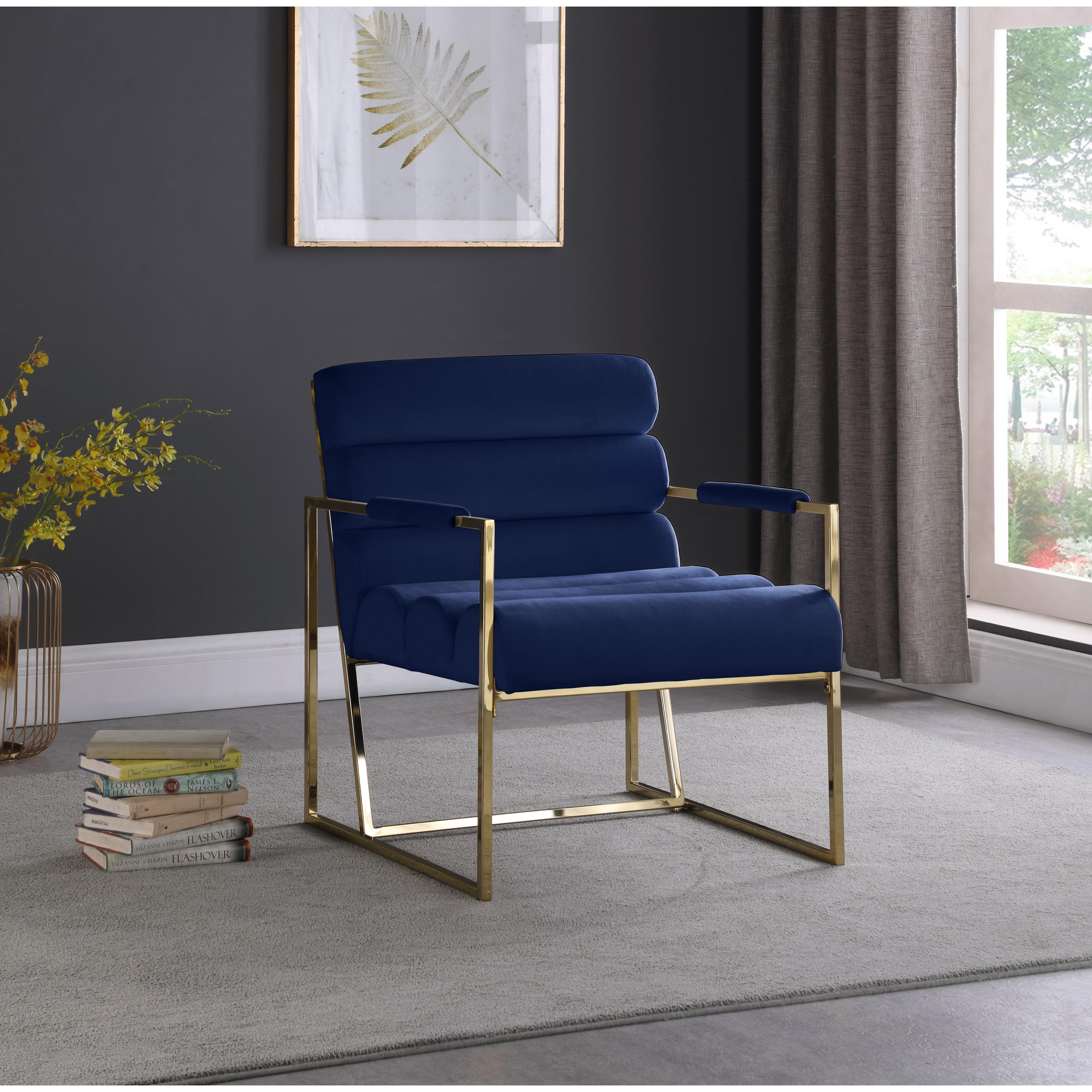 Meridian Wayne Navy Velvet Accent Chair