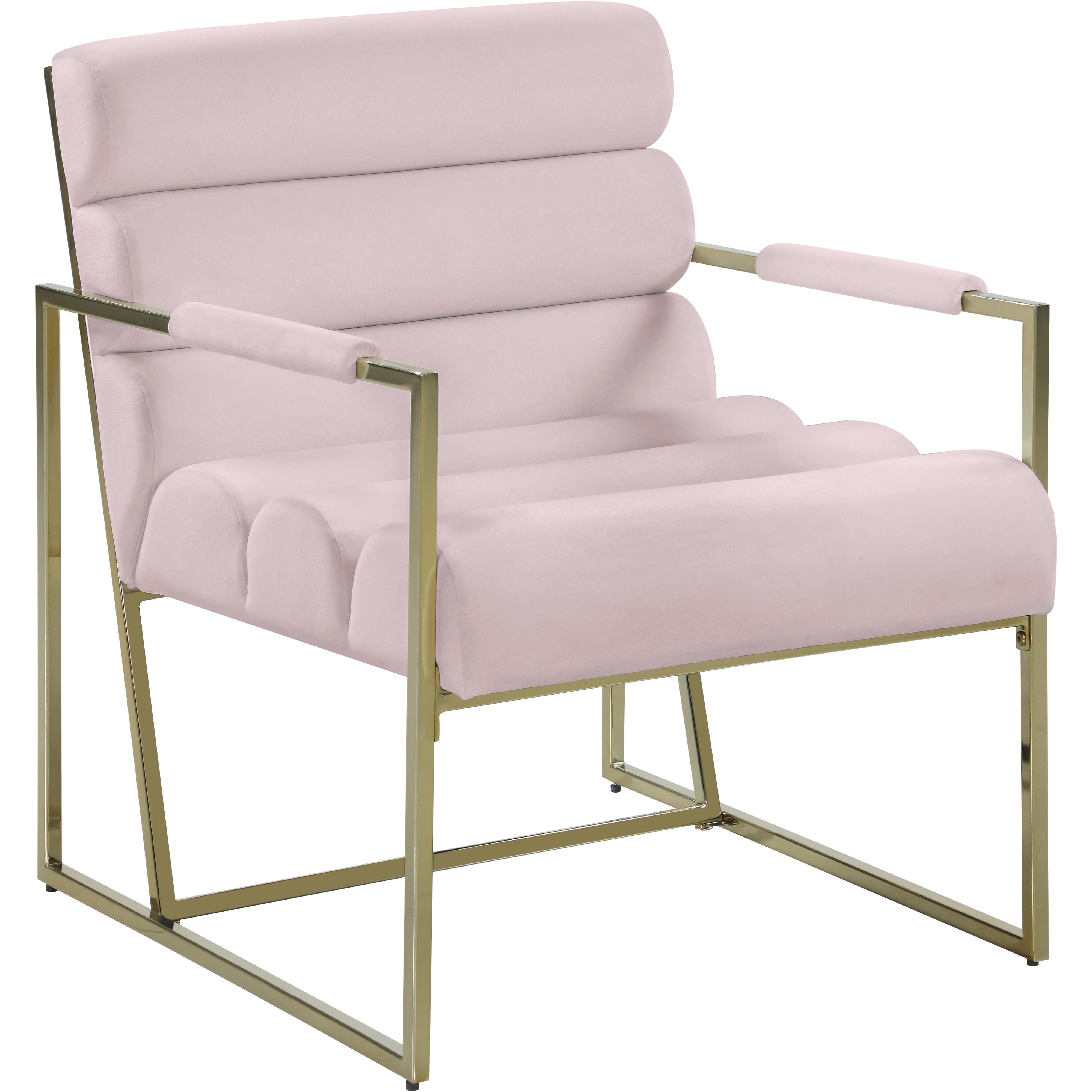 Meridian Wayne Pink Velvet Accent Chair