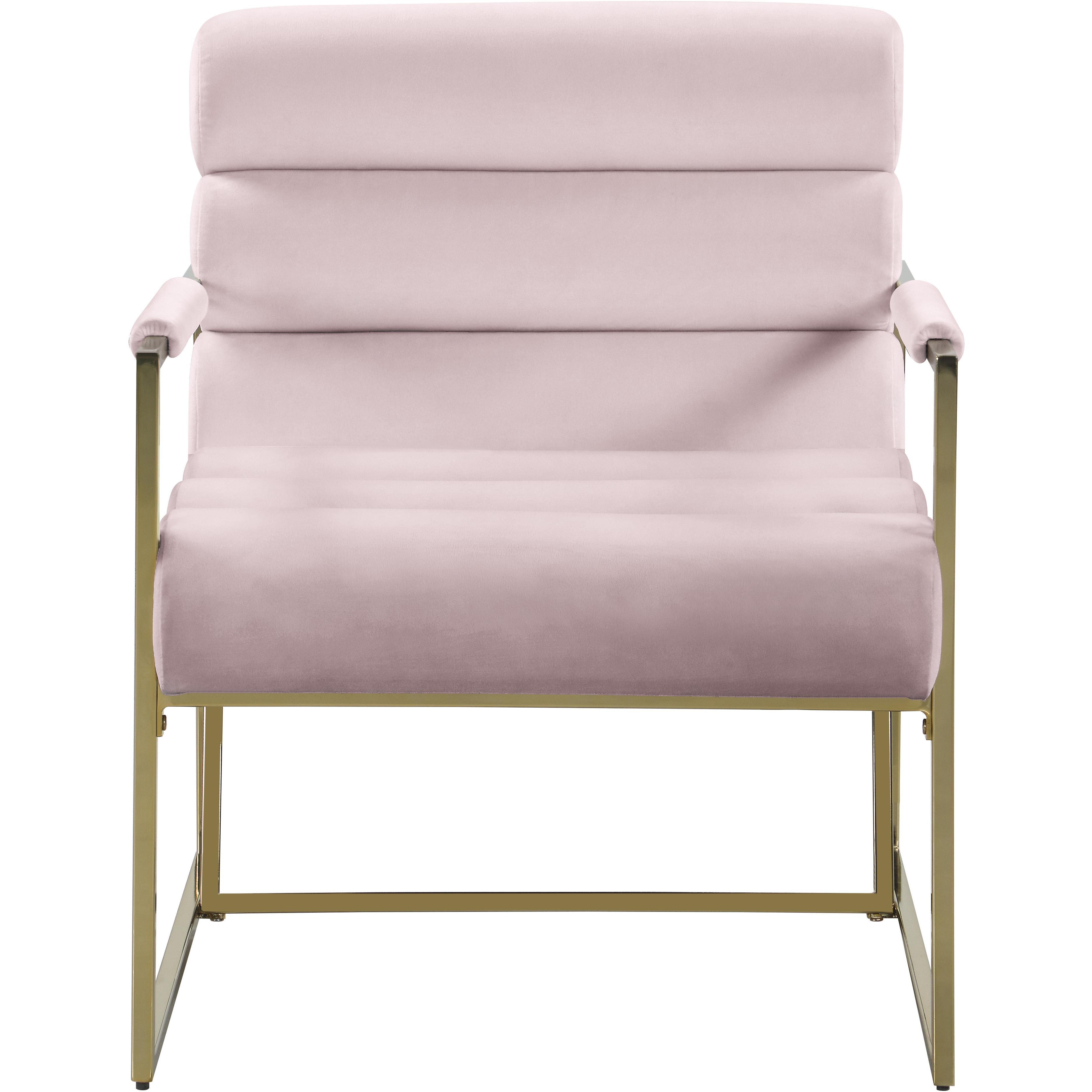 Meridian Wayne Pink Velvet Accent Chair