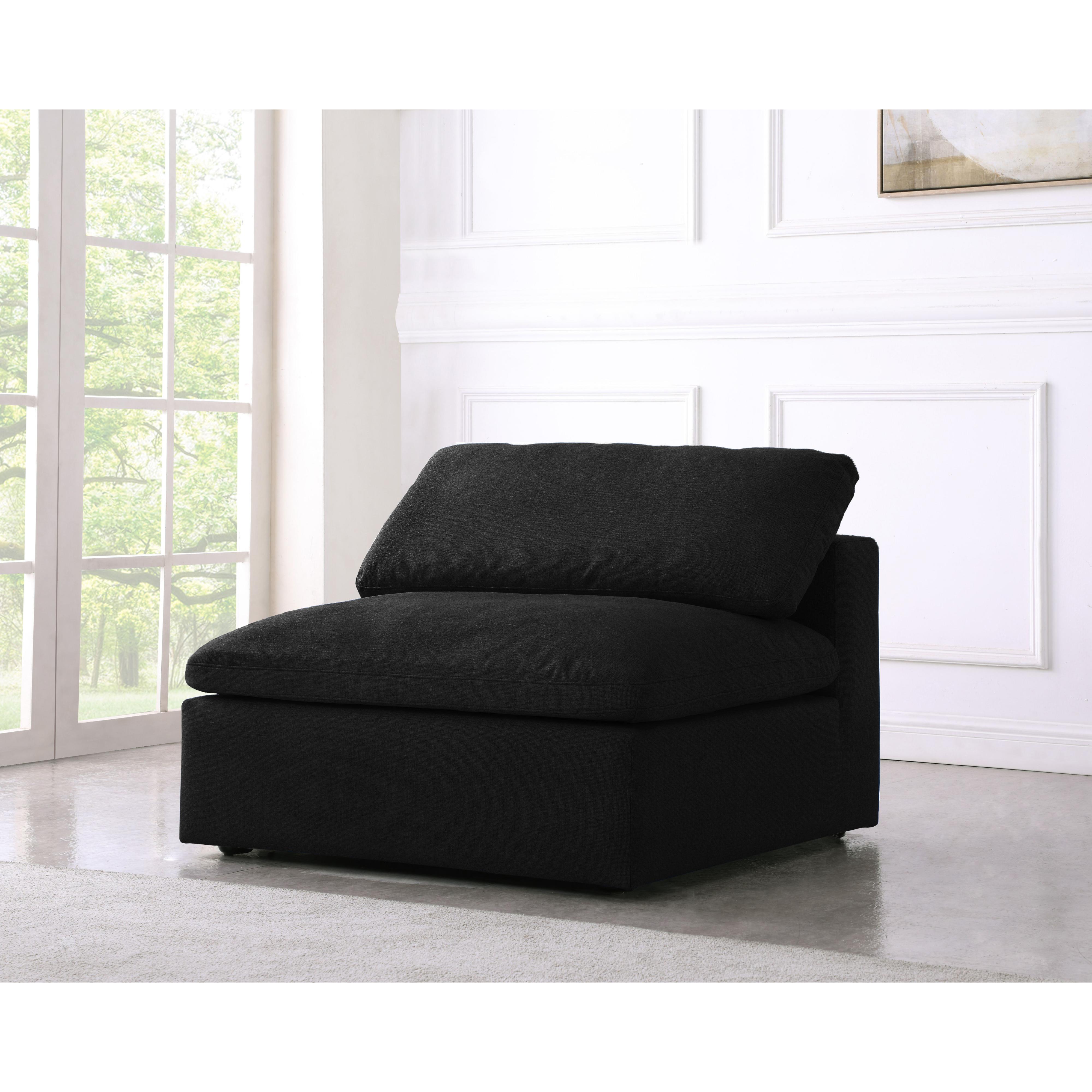 Meridian Serene Black Linen Textured Fabric Deluxe Comfort Modular Armless Chair