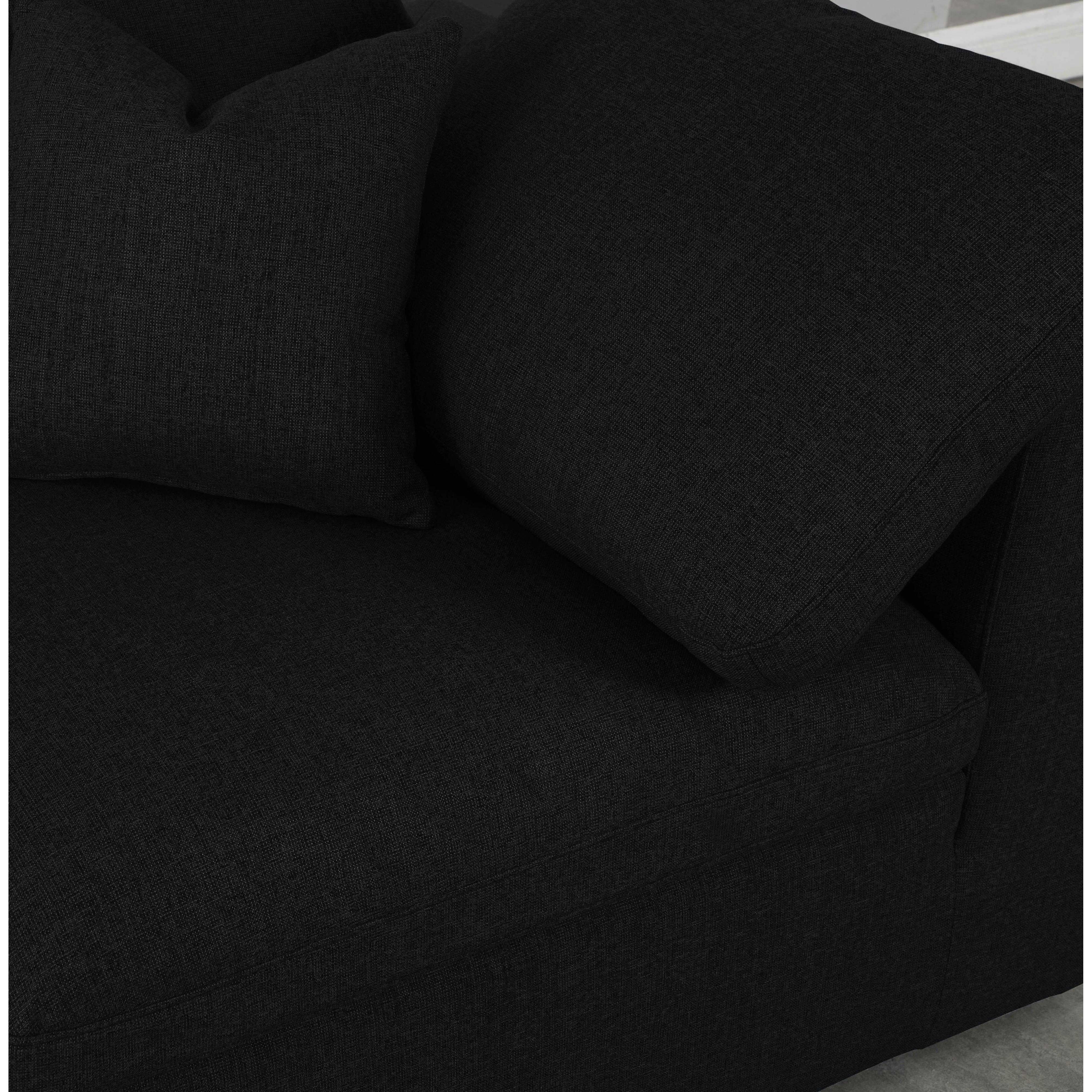 Meridian Serene Black Linen Textured Fabric Deluxe Comfort Modular Corner Chair