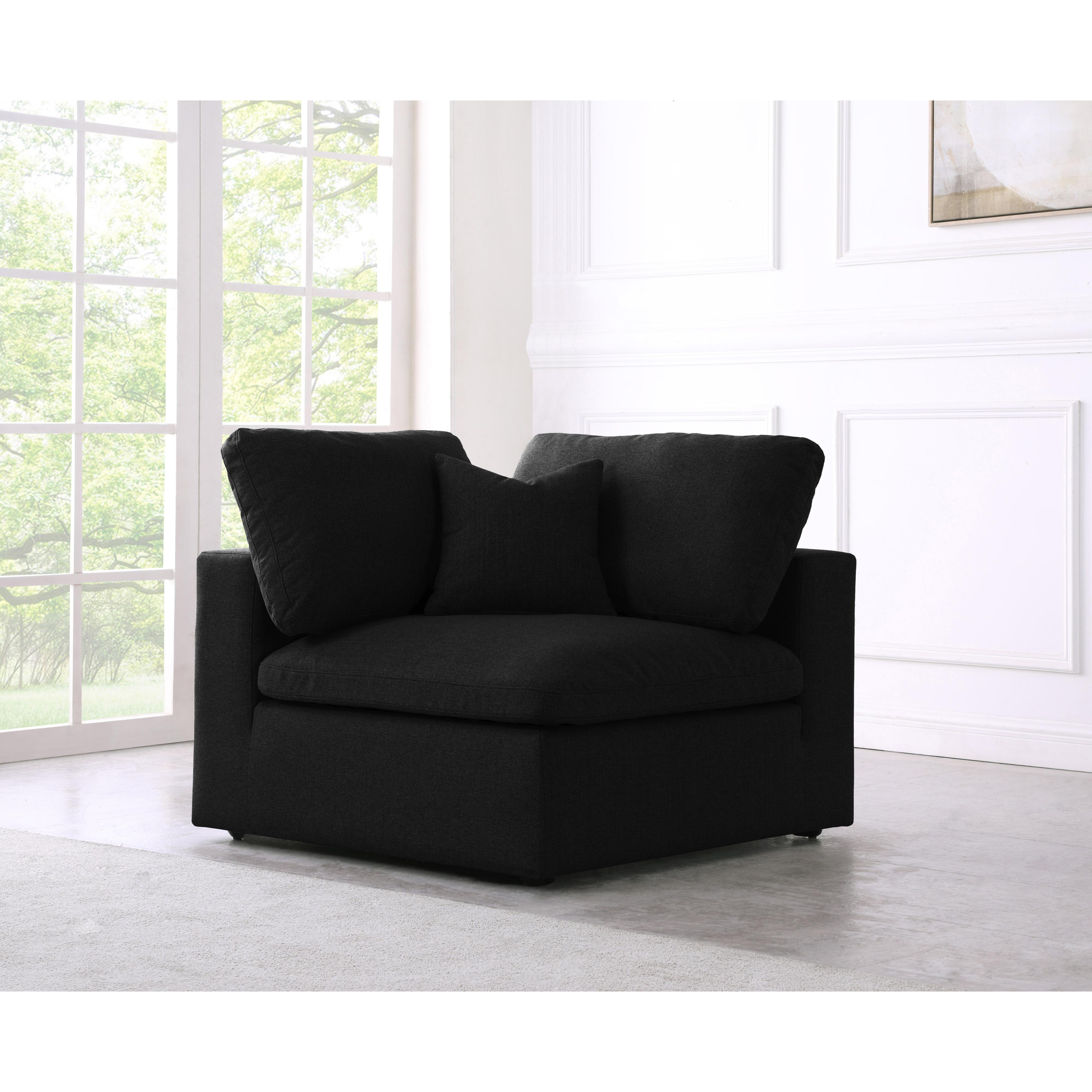 Meridian Serene Black Linen Textured Fabric Deluxe Comfort Modular Corner Chair