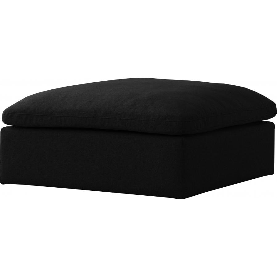 Meridian Serene Black Linen Textured Fabric Deluxe Comfort Modular Ottoman