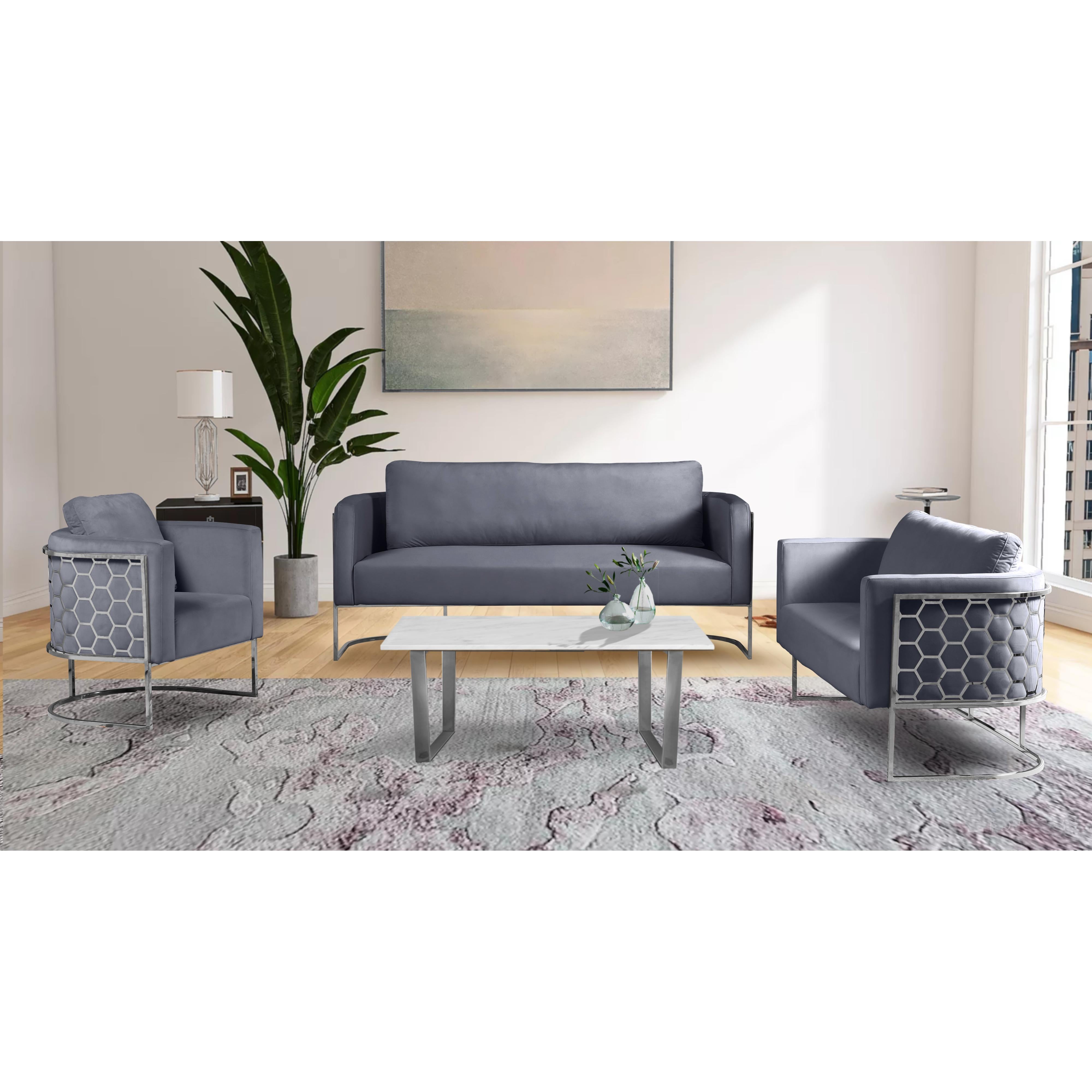 Meridian Casa Grey Velvet Chair